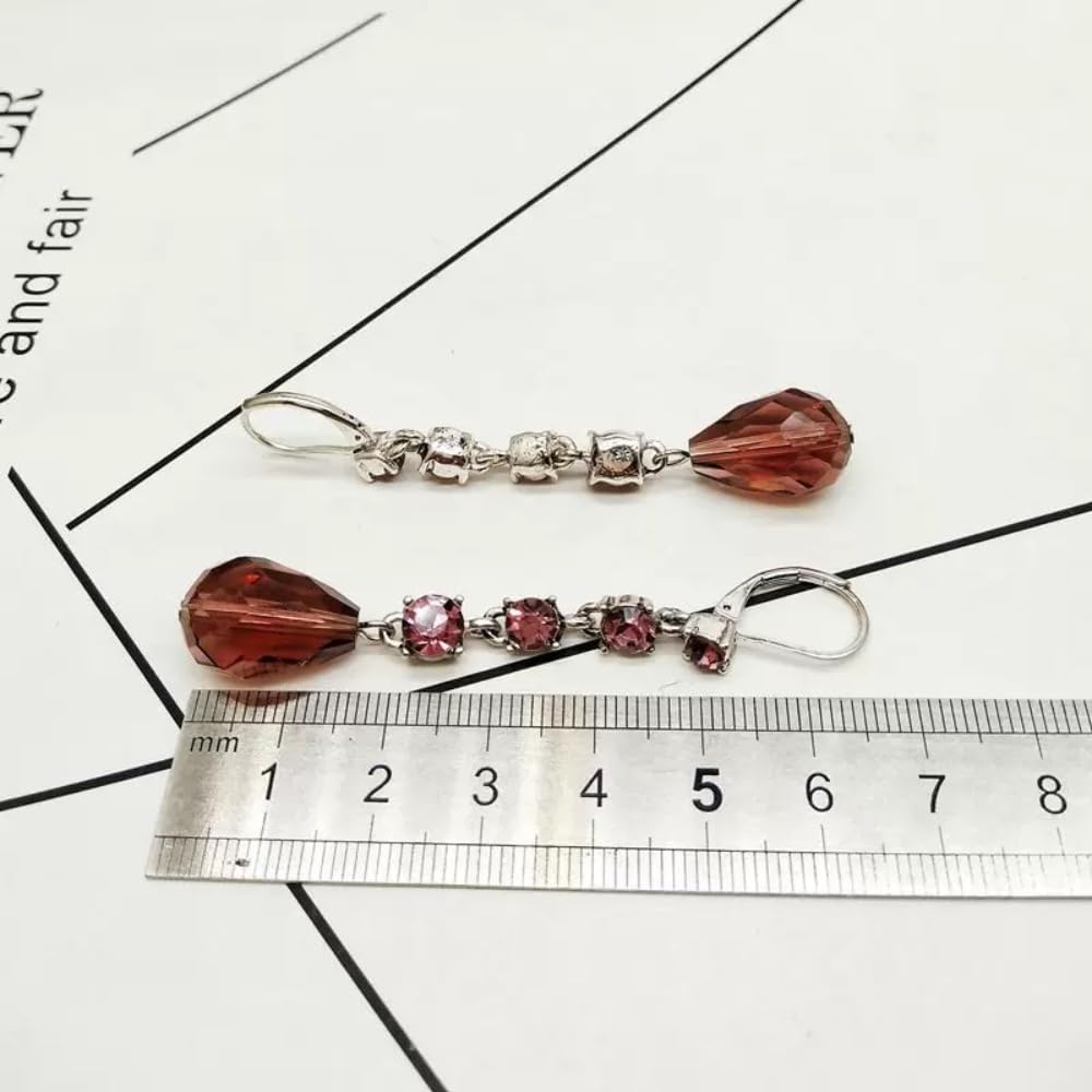 150pcs 4x6mm Teardrop Crystal Glass Beads for Jewelry Making, Faceted Vertical Hole Teardrop Glass Spacer Beads for Wind Chimes Bracelet Earring Necklace DIY Craft(Rose Red)