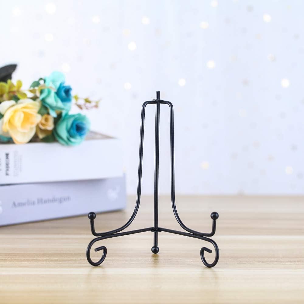 (2 pack)Iron Display Stand, Black Iron Easel Plate Display Photo Holder Stand, Displays Picture Frames, Cookbooks, Decorative Plates, Tablets and Art 6 Inch