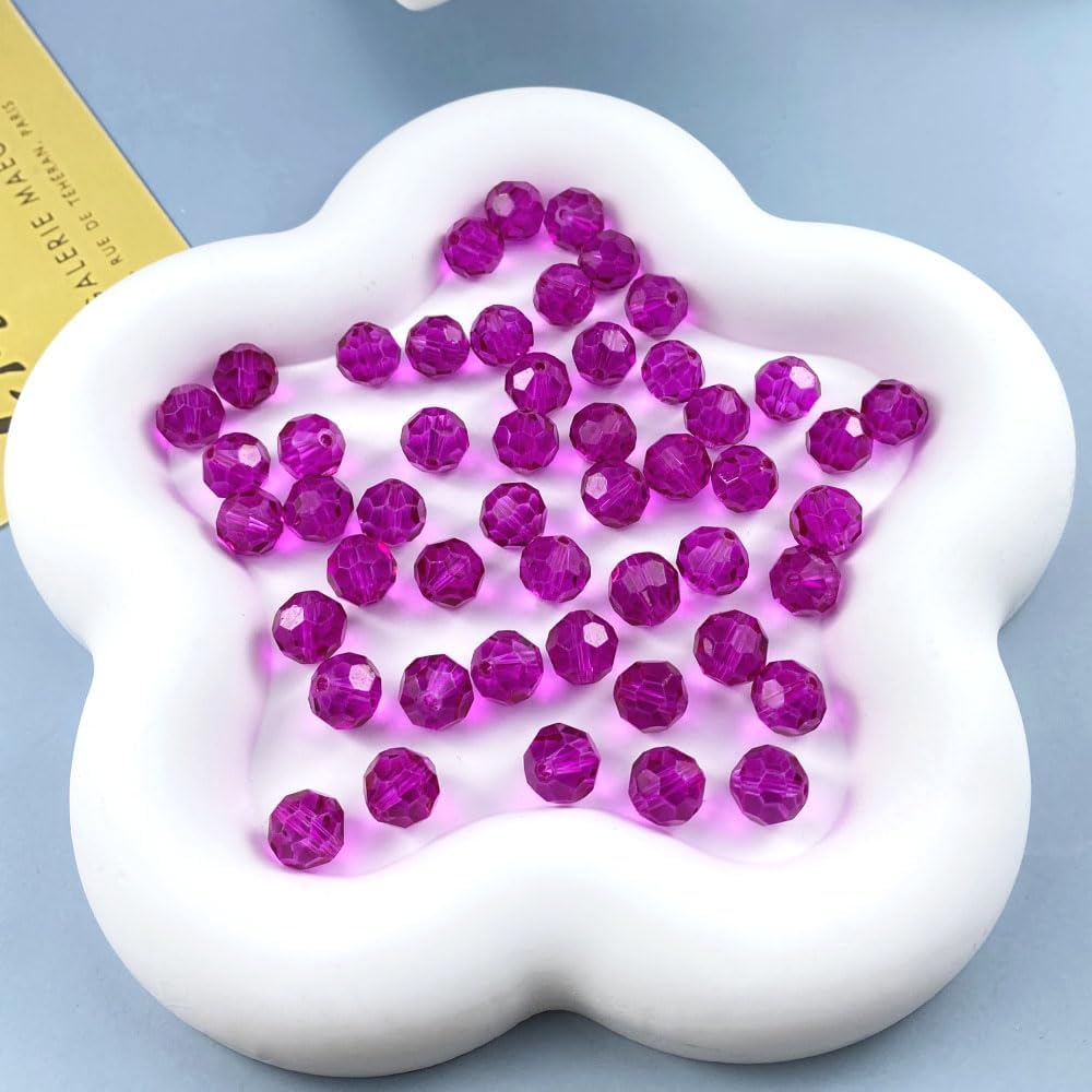 100 PCS 8mm Crystal Glass Beads Round Multiple Faceted Loose Spacer Glass Beads for DIY Handcrafte Bracelet Necklace Earring Jewelry Making(Rose)