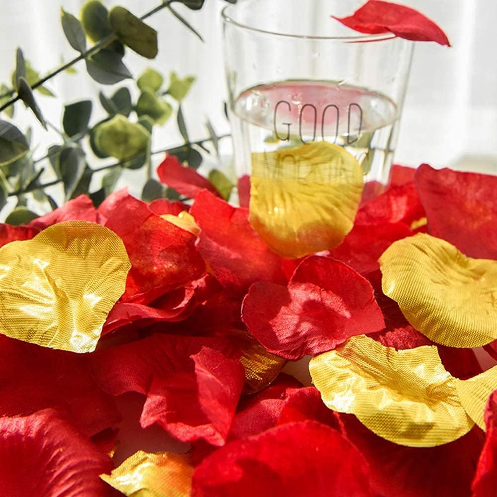 ocharzy 3000 PCS Red Rose Petals, Artificial Silk Flower Rose Petals, Fake Rose Petals for Wedding Decorations, Romantic Night, Proposal, Anniversary,Parties, Events