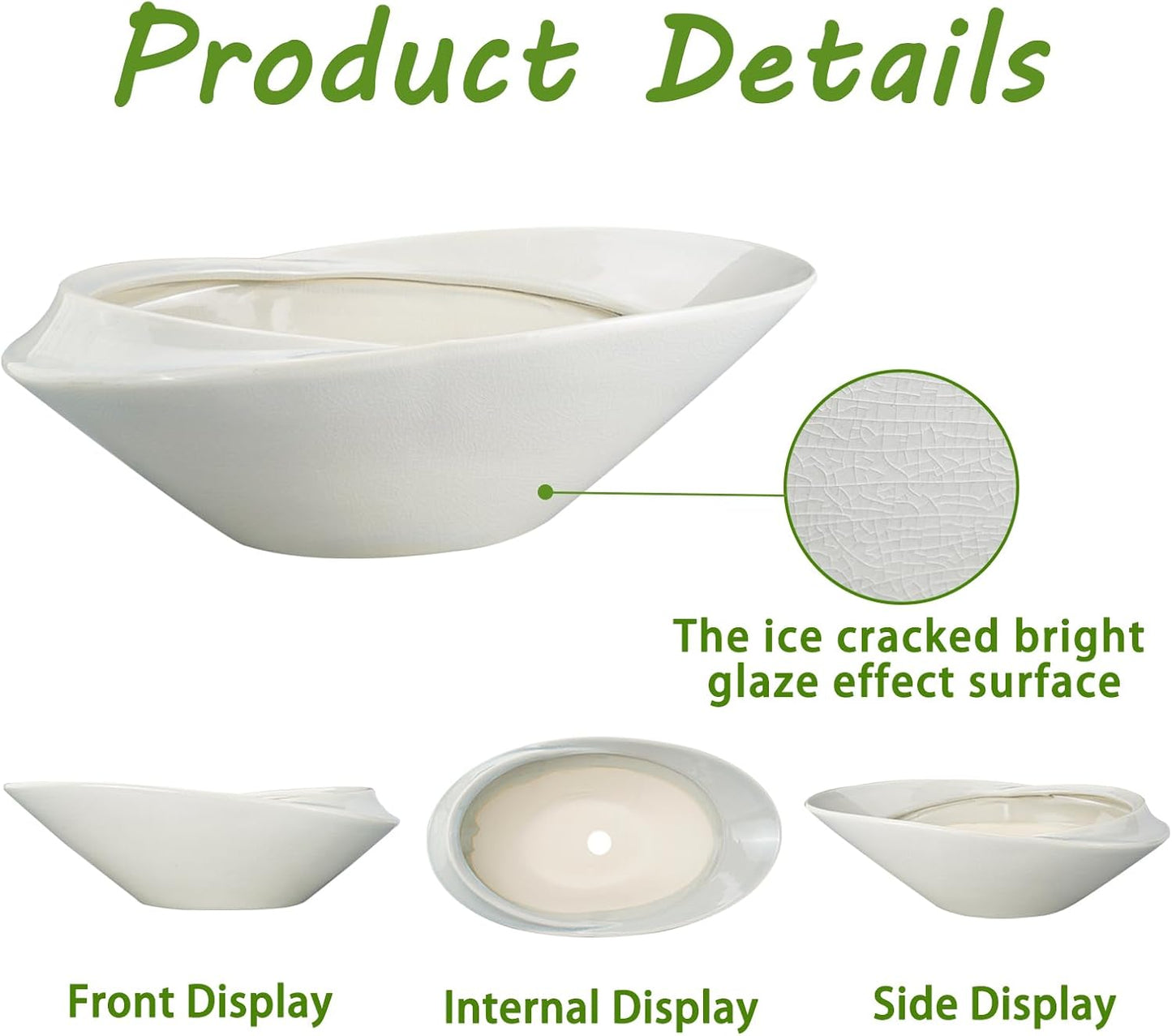 18 Inch Ceramic Bonsai Planter Pot with Drainage Hole, Glazed Large Plant Pot Succulent Planter for Indoor and Outdoor Plants Gray