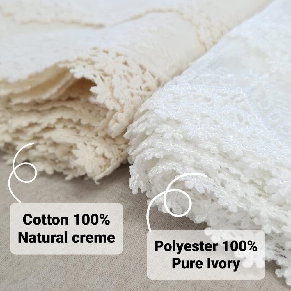 Inicia Table Lace Runner 12×86 inch Embroidered for Holiday Wedding Picnic Daily Dinner Tables White Decor (Polyester, 12"×86" (31cm×220cm))