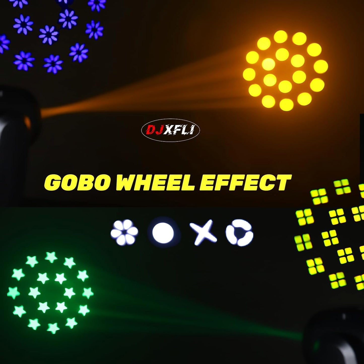 150W Moving Head DJ Lights LED Stage Light Beam Spot Wash 8 Gobos 8 Colors Stage Lighting DMX 512 with Sound Activated for Wedding Live Show Disco Events Party(150W, 1)