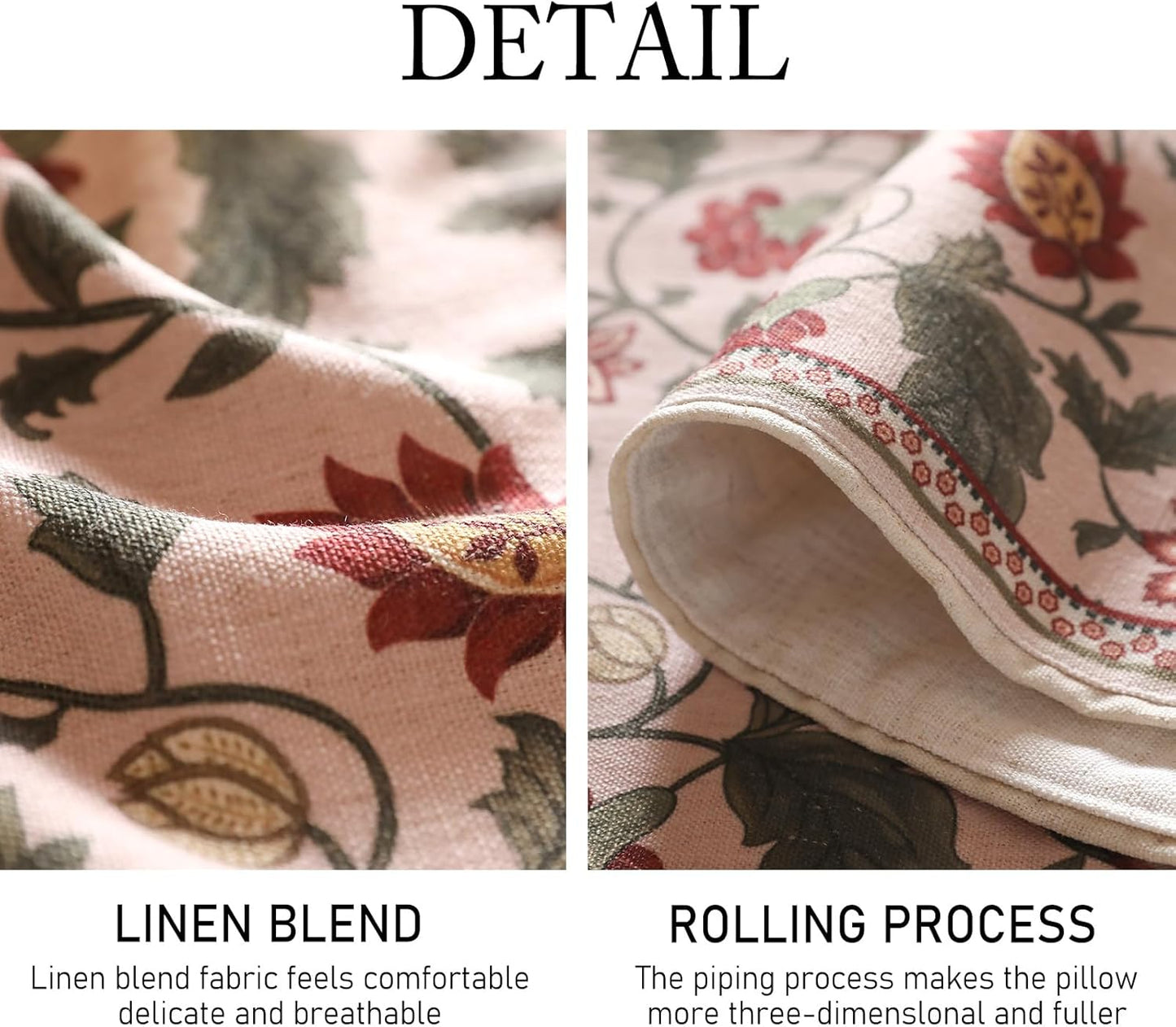 ISAENNE Designer Provence Elegant Linen Table Runner 102 Inches Long,Flower and Leaves Pattern Durable Table Runners for Dining Tables,Thanksgiving,Kitchen Tables,Christmas,12"*102"-Ratina