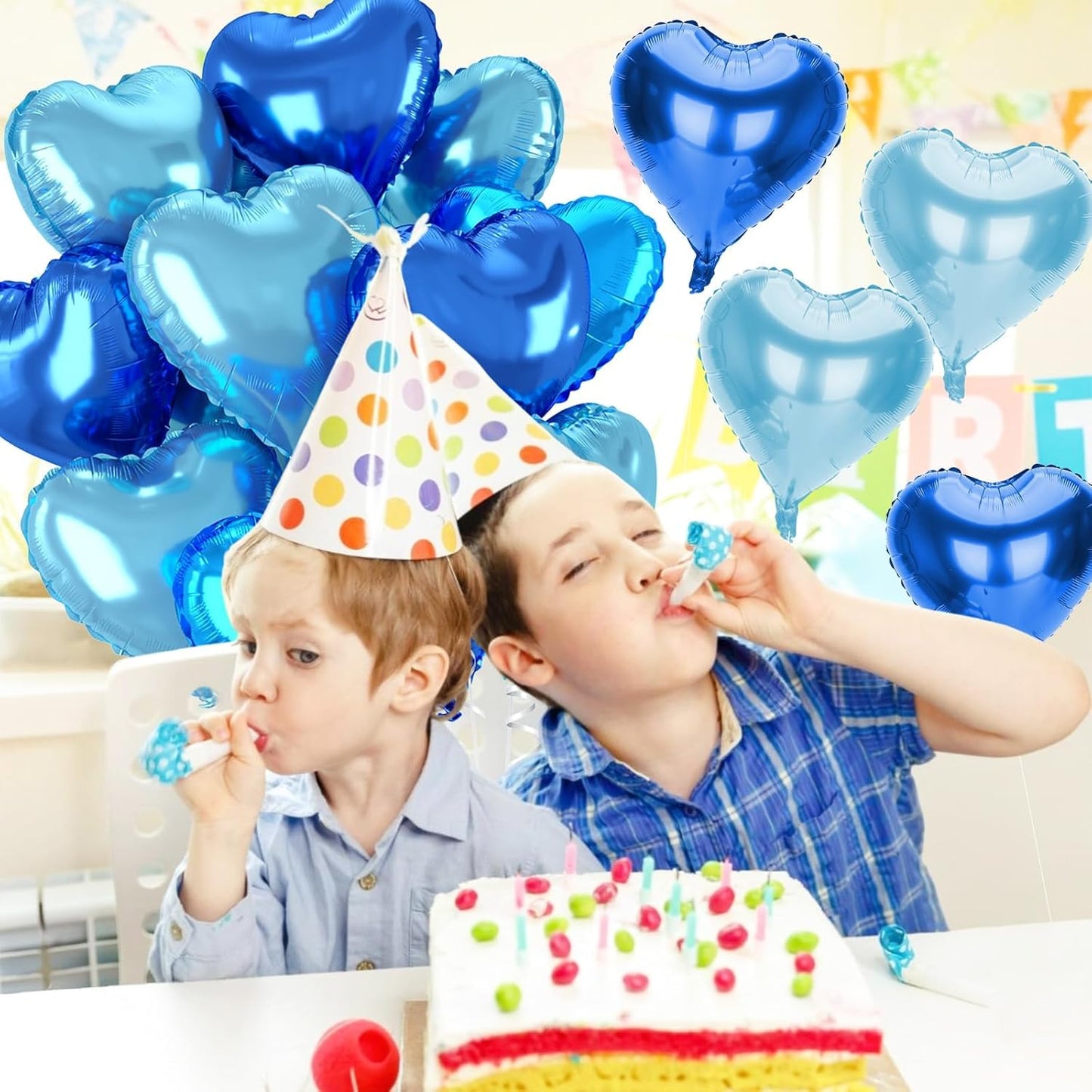 12 Pcs Heart Balloons, 18 inch Blue Heart Shaped Balloon, Large Helium Foil Blue Balloons for Wedding Baby Shower Anniversary Backdrop Valentine Theme Party Decoration