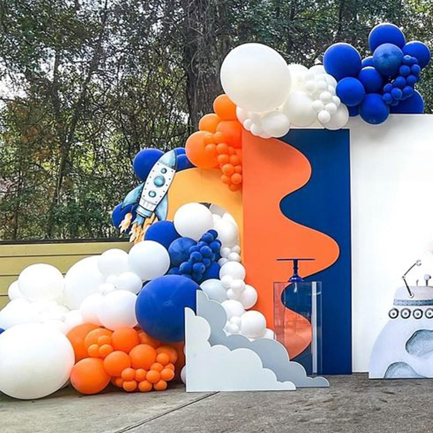 12 Inch Latex Balloons - Orange, Blue, White - Party Pack for Kids Birthday, Baby Shower, Outer Space Theme Decoration