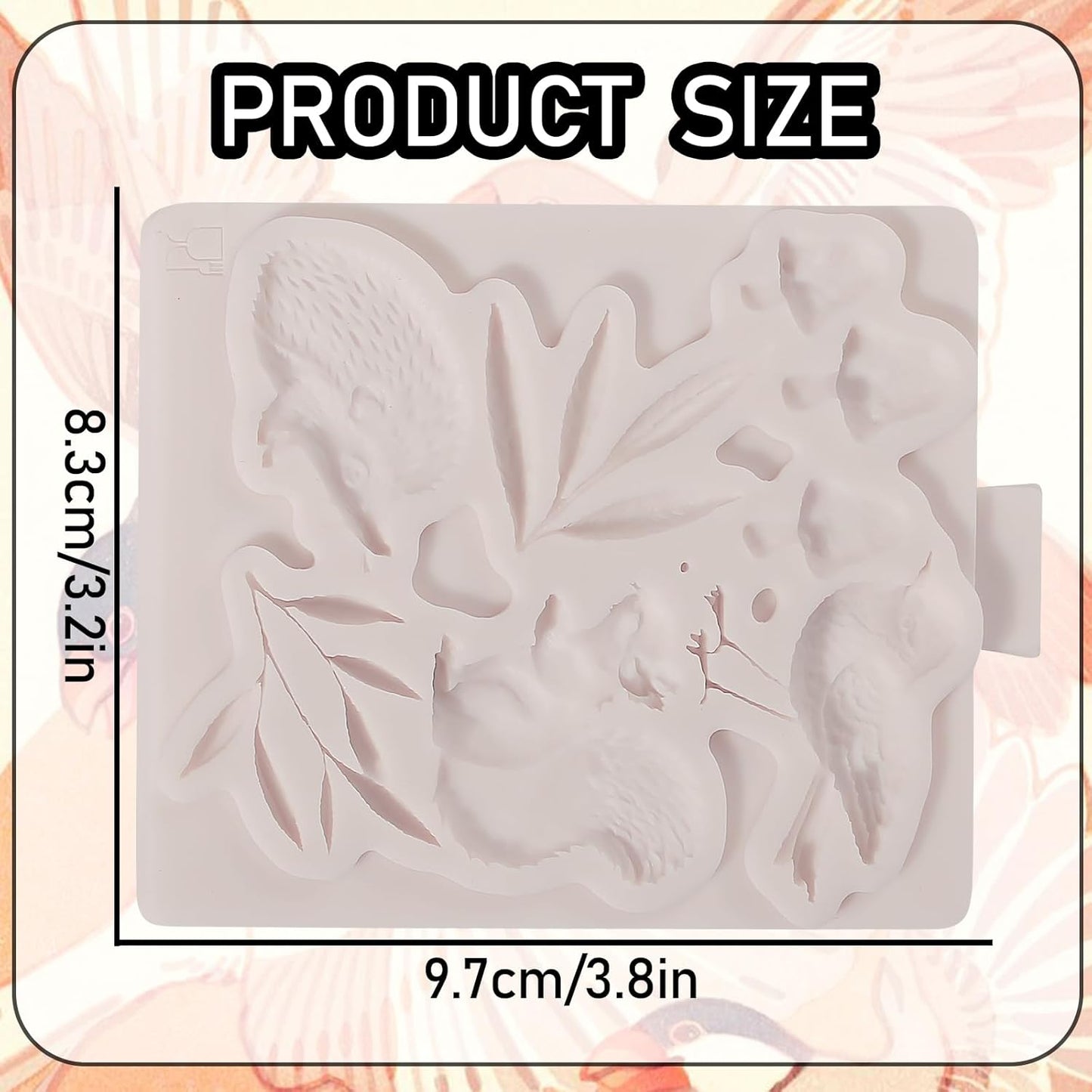 1Pcs Cute Hedgehog Squirrel Silicone Mold, Mushroom Leaf Chocolate Fondant Mold for Cake Decoration, Biscuits, Candy, Sugar Craft, Flower Paste, Clay, Resin Craft, Pendant, Home Decor