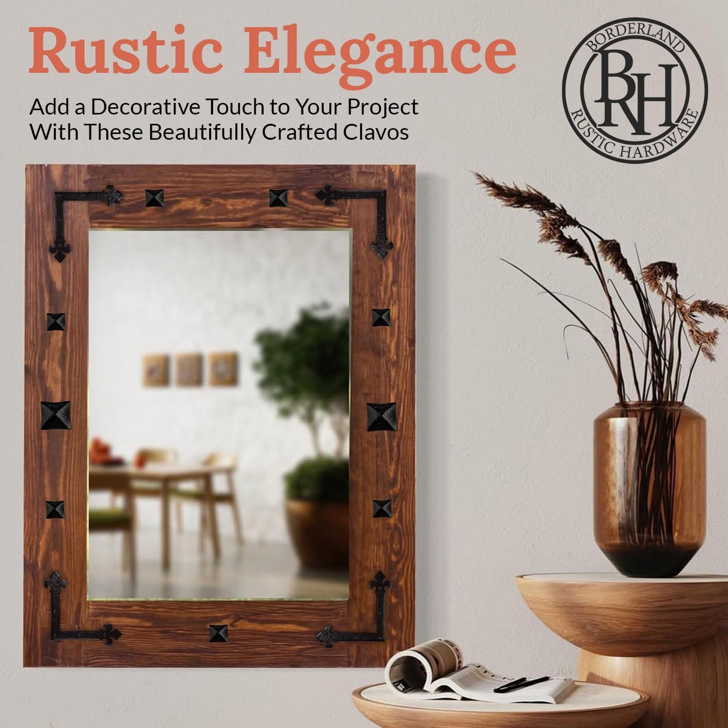 100 Pack 1.25" Square Head Iron Clavos Decorative Nails – Black – Handmade Rustic Square Fasteners for Farmhouse Shutters, Faux Wood Beams, Barn Doors, Shutters, and Gates – Ornamental Wood Accent