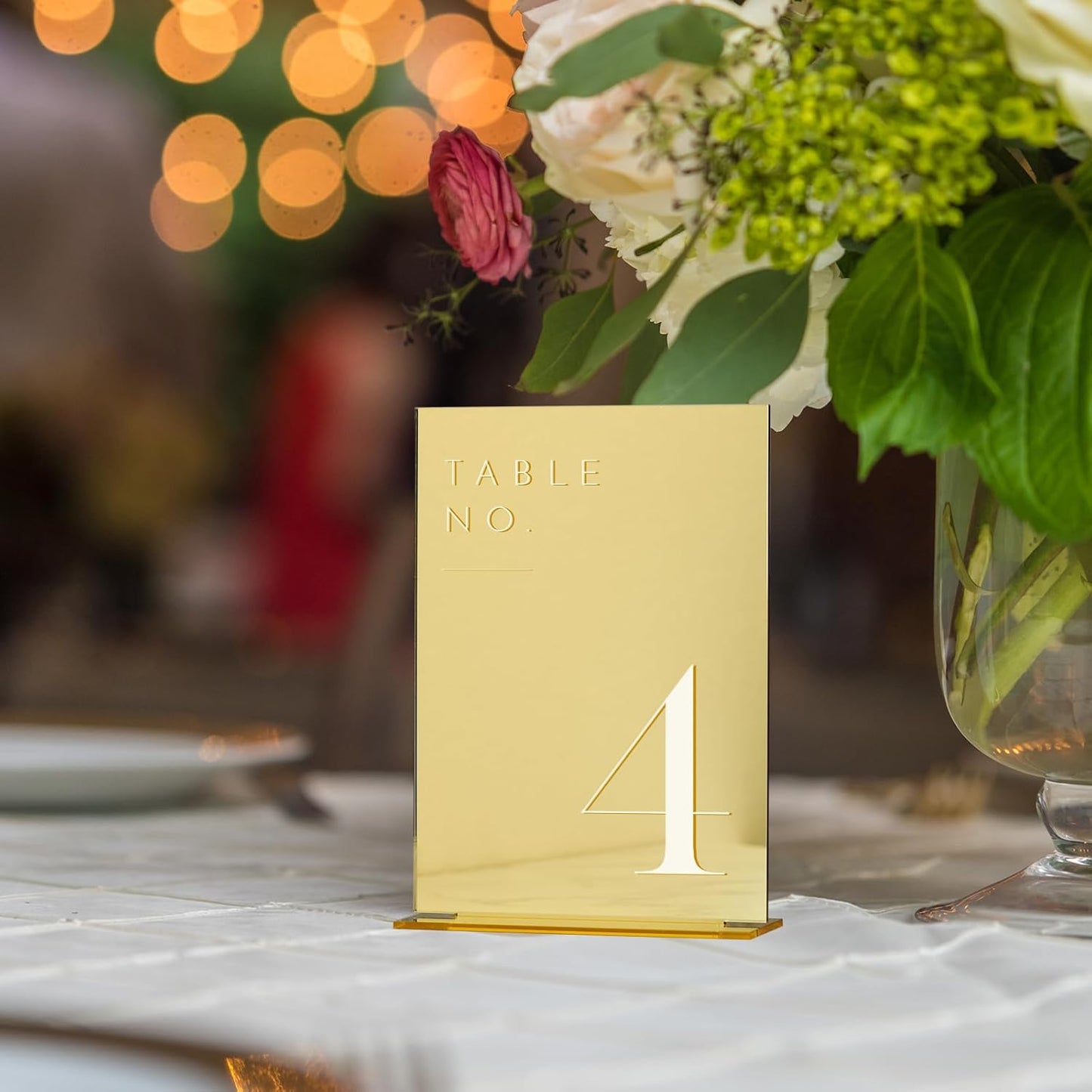 JINMURY Gold Wedding Table Numbers 1-10 with Stands, 5"x7" Gold Mirror Acrylic Table Numbers, Perfect for Wedding Reception, Party, Anniversary, Event