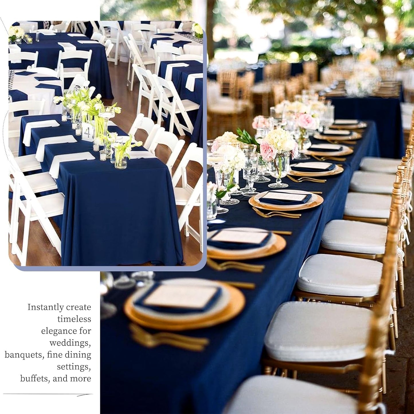 12 Packs 90 x 132 Inch Tablecloth, Navy Blue Polyester Table Cloth for 6ft Rectangle Tables, Stain and Wrinkle Resistant Washable Fabric TableCover for Wedding Banquets Parties Buffet Dining Table
