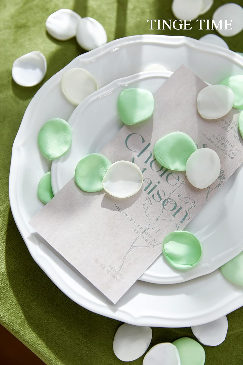 TINGE TIME 400pcs Silk Flower Petals for Wedding, Rose Petals for Decoration, Fake Flower Petals for Bridal Showers, Flower Girl Petals for Anniversaries and Parties (Mint Green)