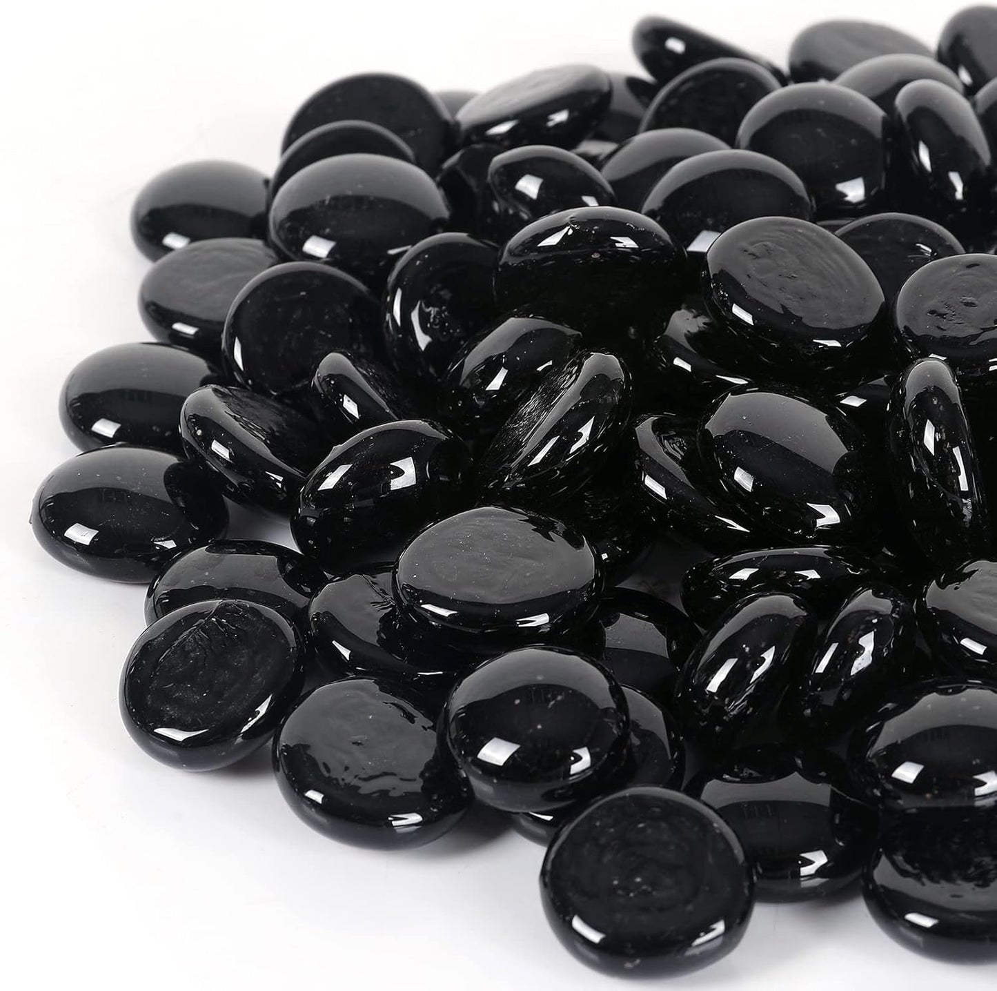 11LB Fire Glass Beads Flat Glass Marbles for Outdoor Fire Pit and Fireplace, Glass Gemstones for Vase Filler, Aquariums, Hydroponics Plants, Home Decor and Christmas DIY Craft, Black