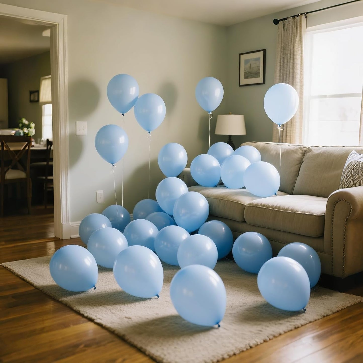 110pcs Pastel Blue Balloon 12 Inch, Pastel Blue Latex Balloons for Birthday Party Baby Shower Wedding(with 2 Ribbons).
