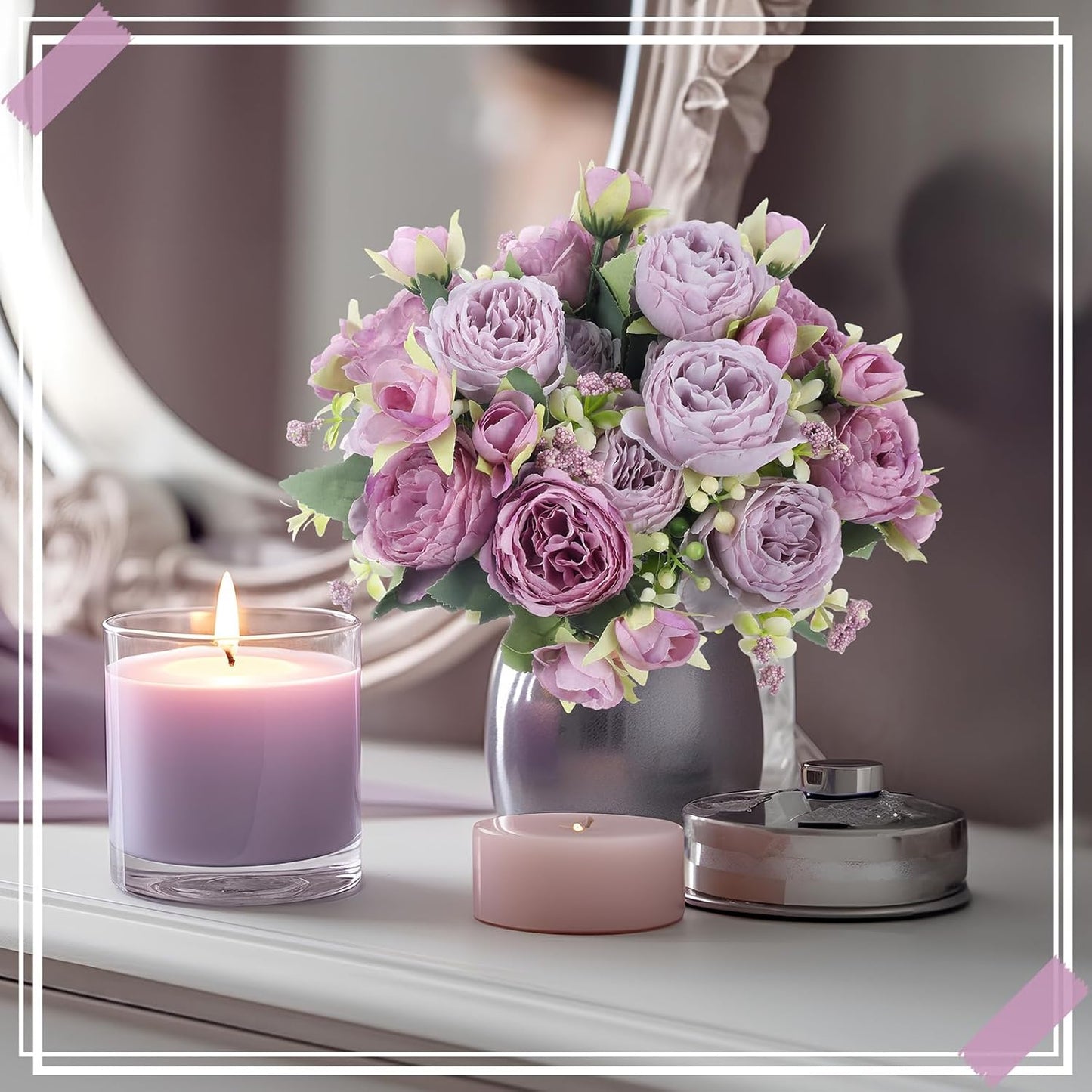 8 Bundles Artificial Peonies Flowers Boho Faux Flowers Arrangements Artificial Centerpiece Spring Bouquet Floral Wedding Decoration for Vase(Purple)