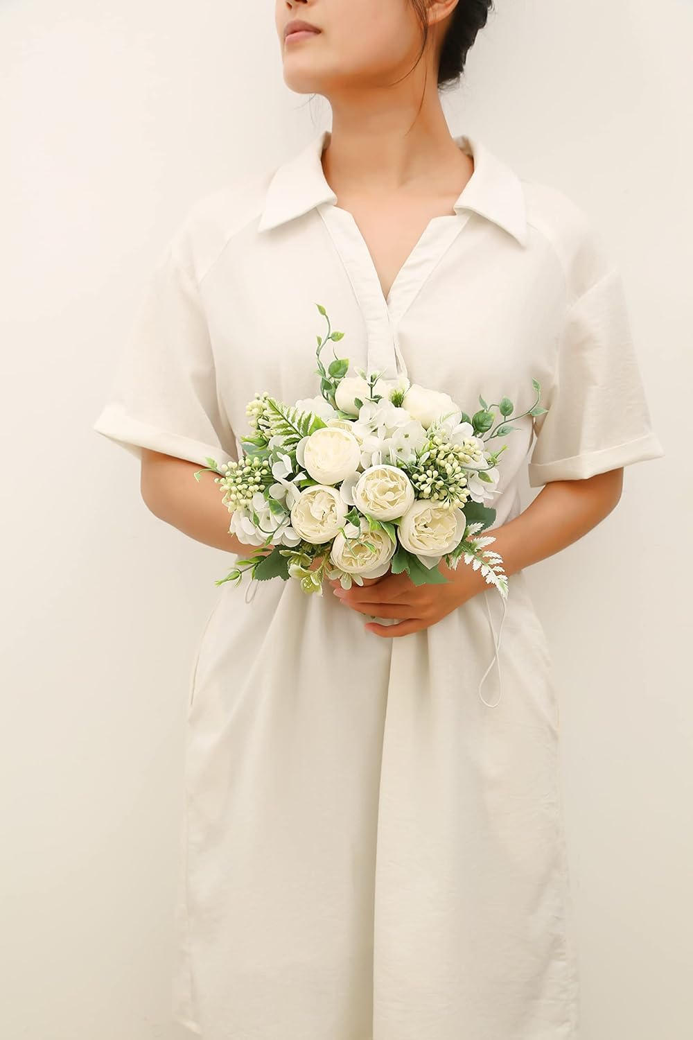 Artificial Flowers Fake Peony Silk Mini Plastic Bridal Flowers for DIY Wedding Bouquets Home Decorations 4 Packs(Light Purple)