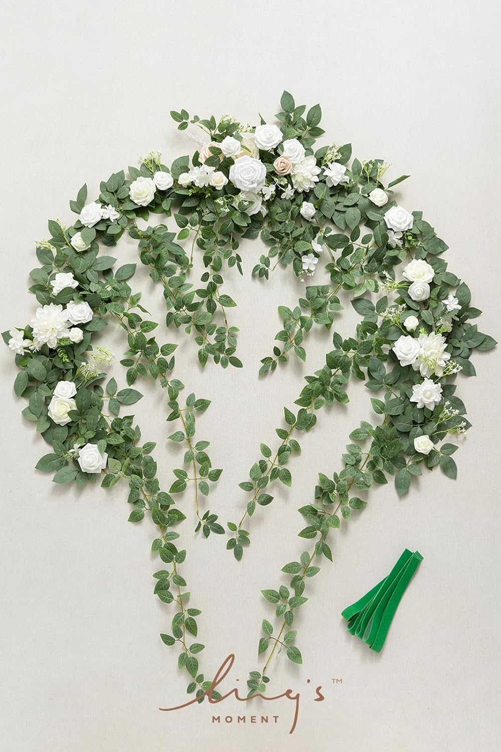 Ling's Moment 6.5FT Artificial Wedding Arch Flowers, Backdrop Floral Garland, White Sage Ceremony Reception Hanging Eucalyptus Rose Arbor Arrangement Outdoor Party Swag Home Decorations