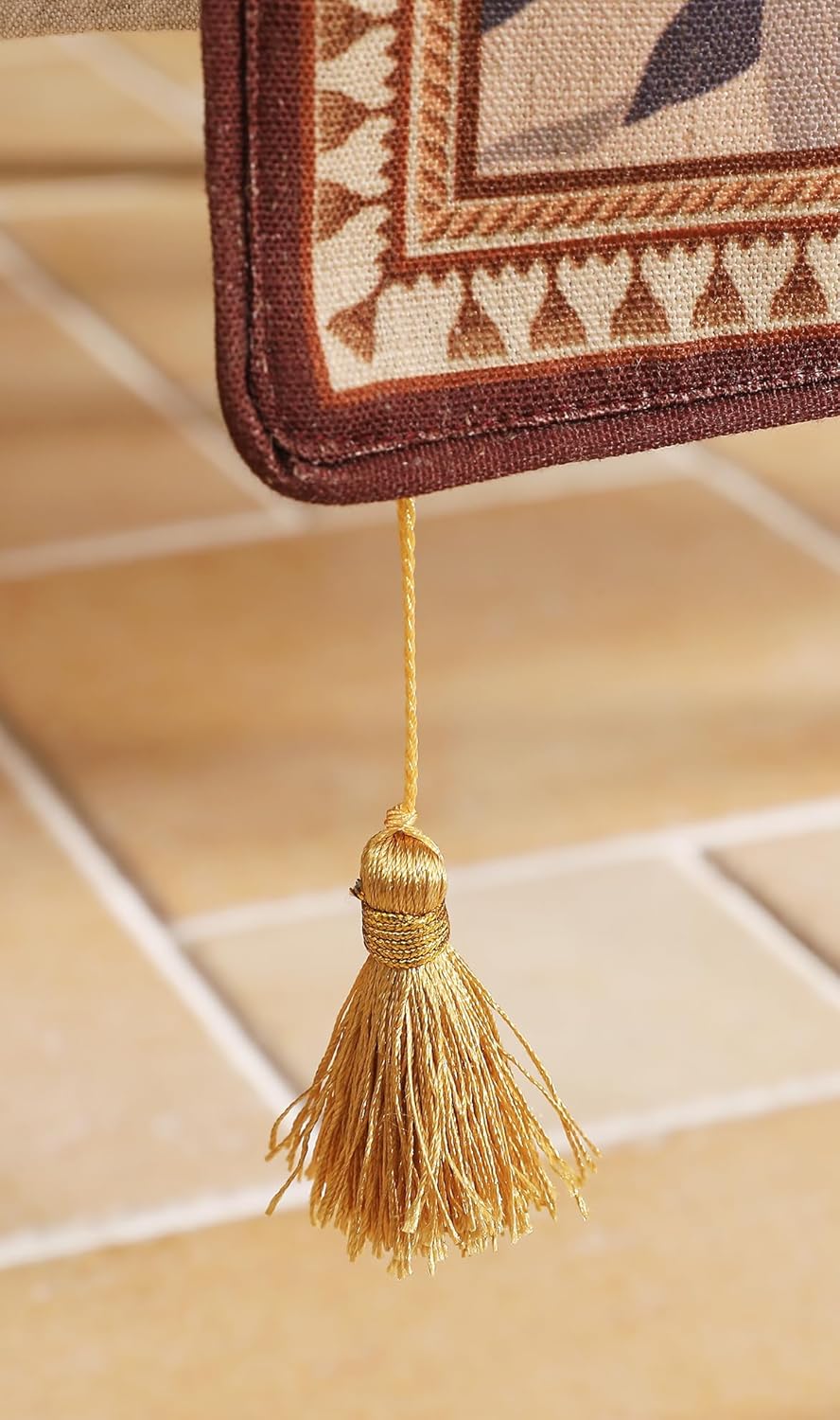 patdrea Designer Vintage SaddleBrown Linen Table Runner 71 Inch Long, Pomegranates Pattern Table Mat, Decoration for Kitchen Dining Table Coffee Table Shelf Cabinet Banquet Christmas ,12"*71"