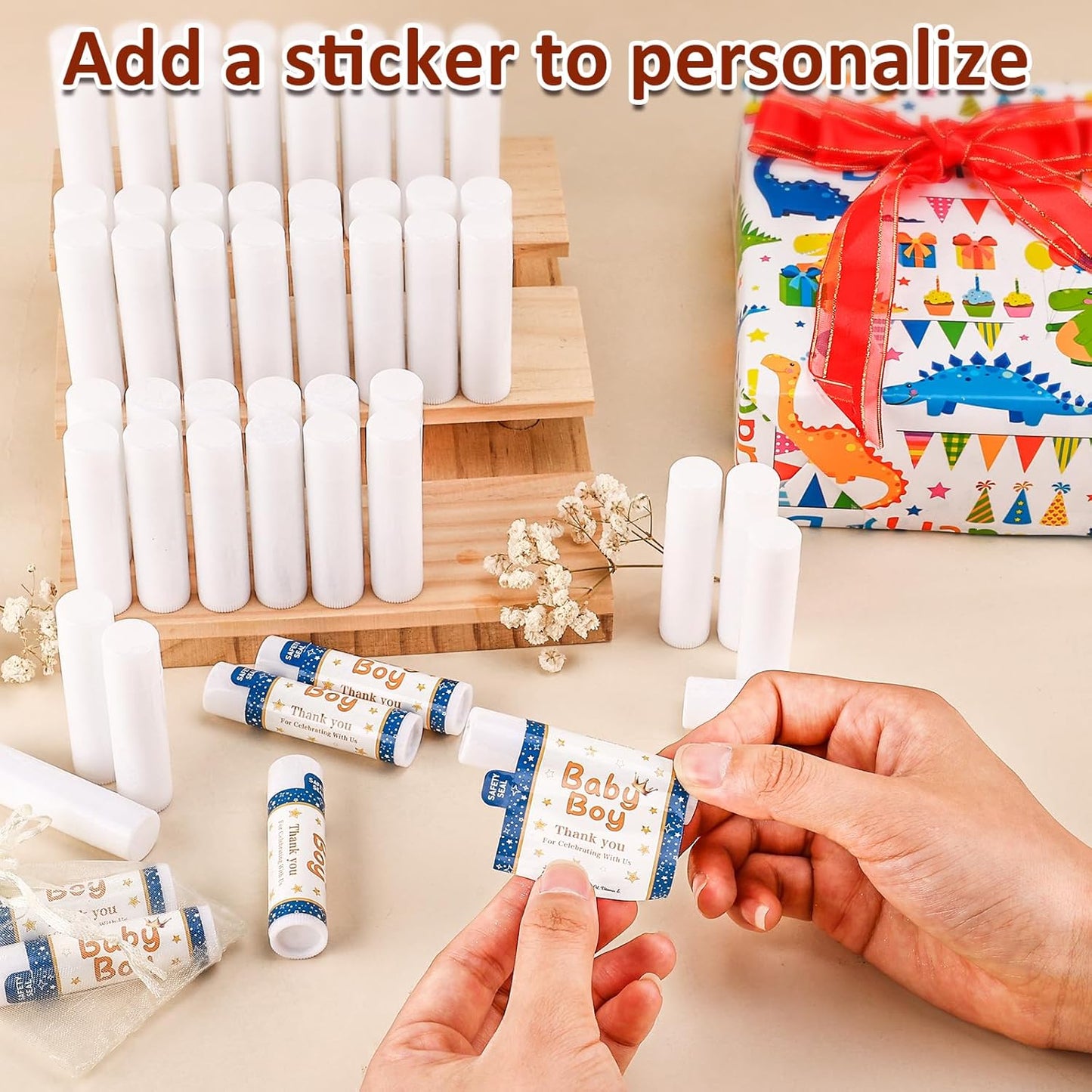 120 Pack Lip Balm Unlabeled, Natural Lip Balm Bulk Blank Tube, Personalized Lip Balms for Party Favors Adults and Bridal Shower Favors or Baby Shower Gifts-5 Flavors