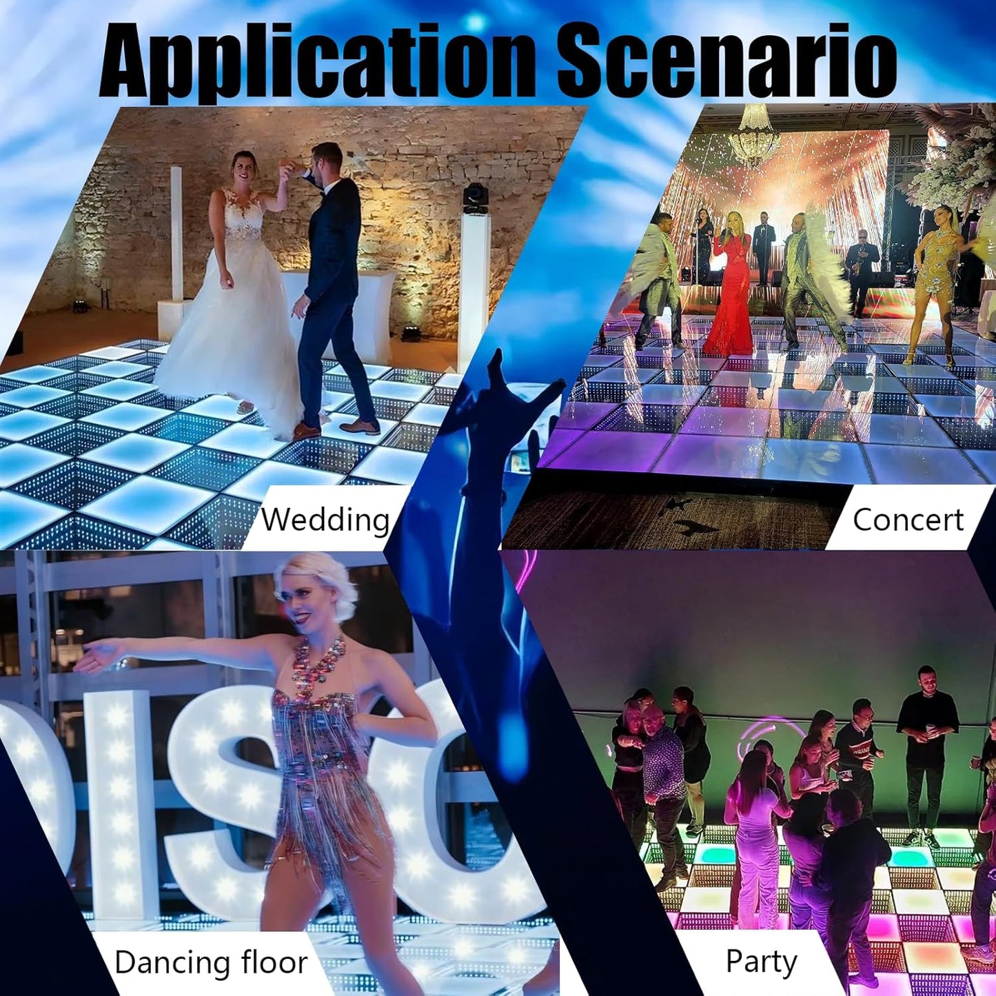 16.4 * 16.4ft 3D Infinity LED Dance Floor - RGB Color Changing & Tempered Glass Panel with Flight Case - Perfect for Weddings, DJ Parties, Nightclubs, and Stage Shows