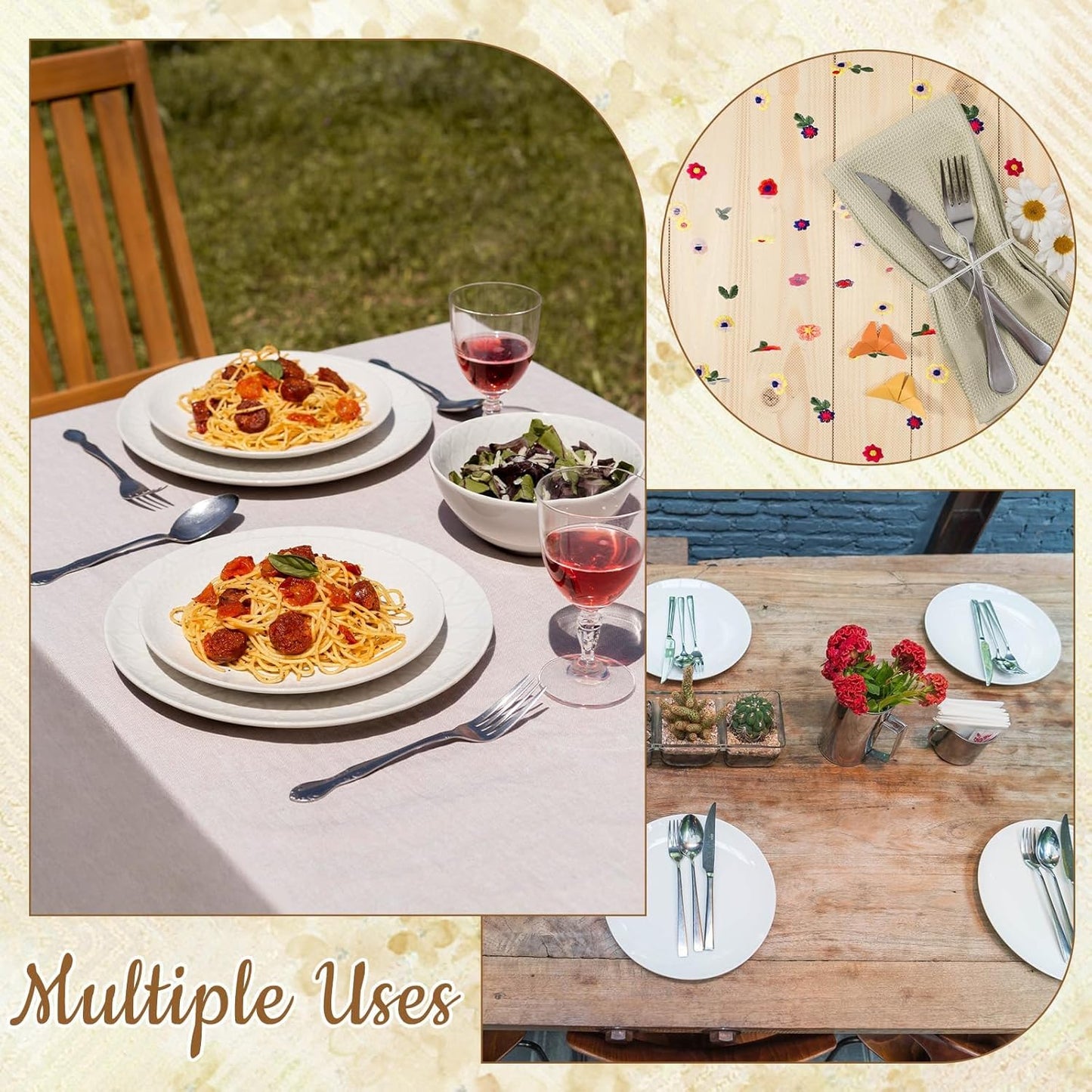 3PCS Champagne Floral Table Runner 10 FT, Embroidery Daisy Table Runners Seasonal Sheer Tulle Table Runner for Thanksgiving Wedding Birthday Baby Shower Party 