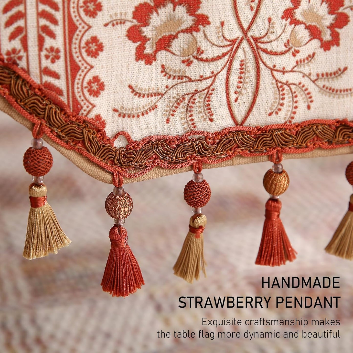 ISAENNE Designer Vintage Linen Extra Long Table Runner 118 Inches,Red Floral Pattern Modern Decor Table Runners for Dining Tables,Thanksgiving,Kitchen Tables,Christmas,Banquet,12"*118"-Chamonix A