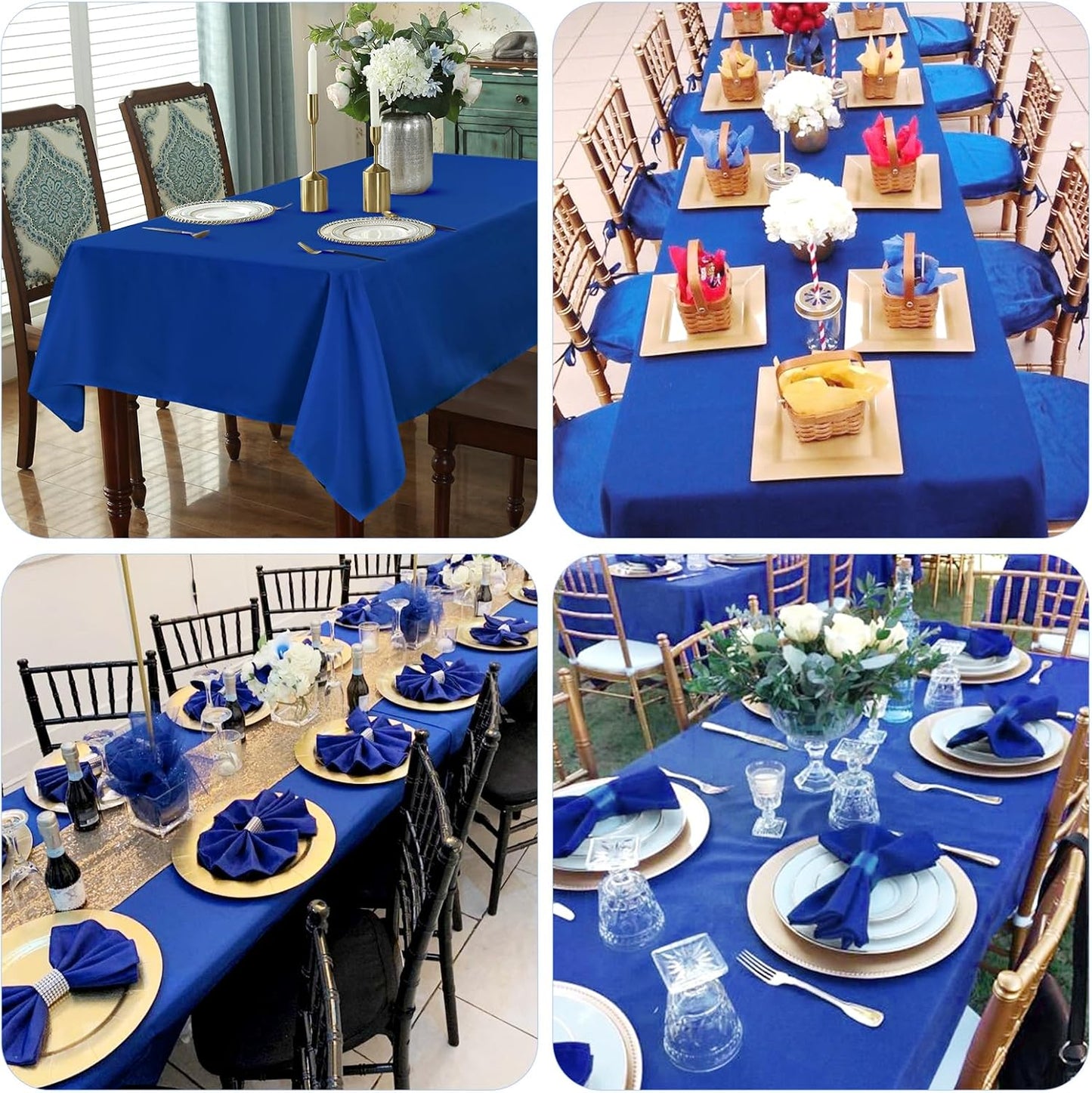 12 Pack Polyester Tablecloth 60 x 126 Inch Royal Blue Tablecloth for 8 Ft Rectangle Tables,Washable Fabric Table Covers Polyester Table Clothes for Wedding Parties Banque