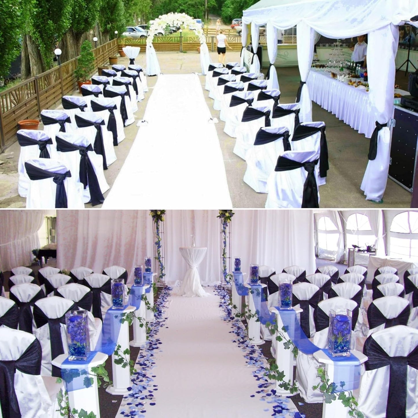 100 PCS Satin Chair Sashes Decorative Bow Satin Chair Sashe Ties Back Ribbon Bows Chairs Cover Band for Wedding Birthday Party Ceremony Reception Events Banquet Home Kitchen Decor(7x108inch,Navy Blue)