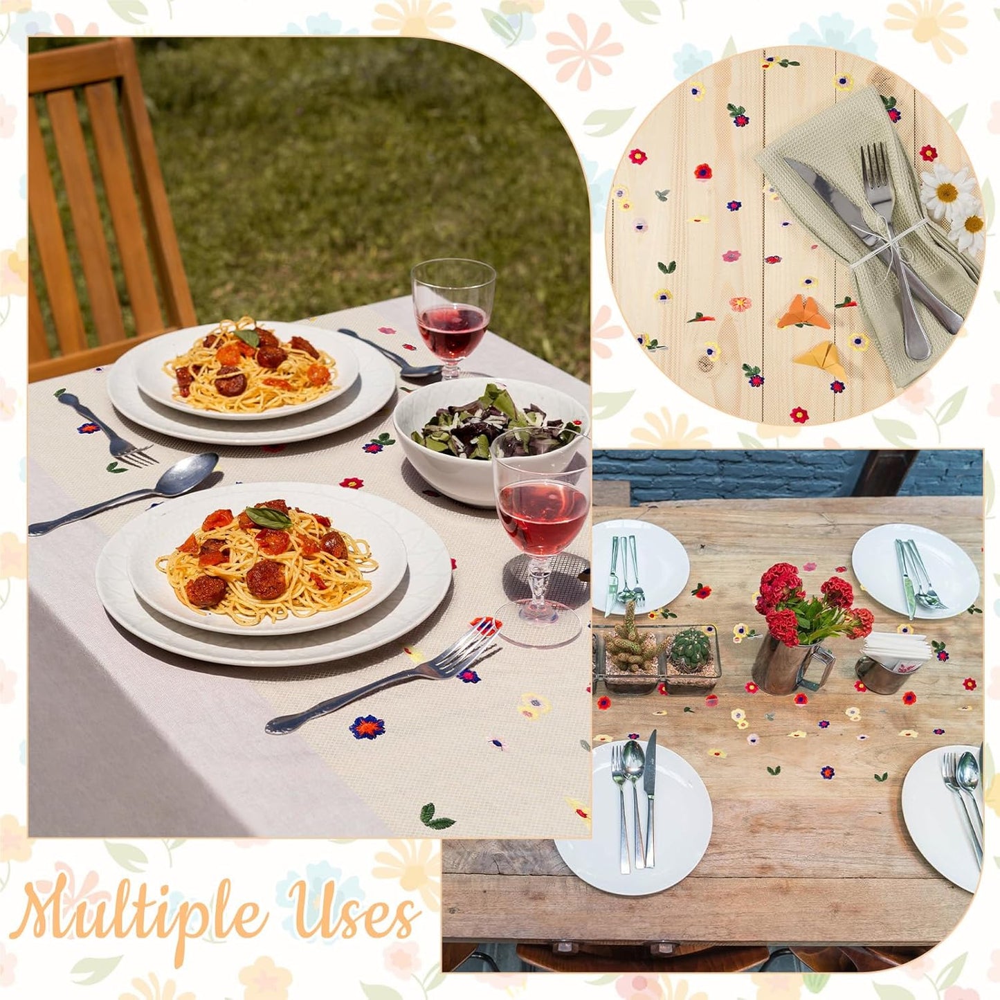 BINBE 6pcs Champagne Daisy Fall Table Runner Embroidery Gauze 10FT Florals Seasonal Tulle Holiday Birthday Kitchen Dining Table Decor for Home Party