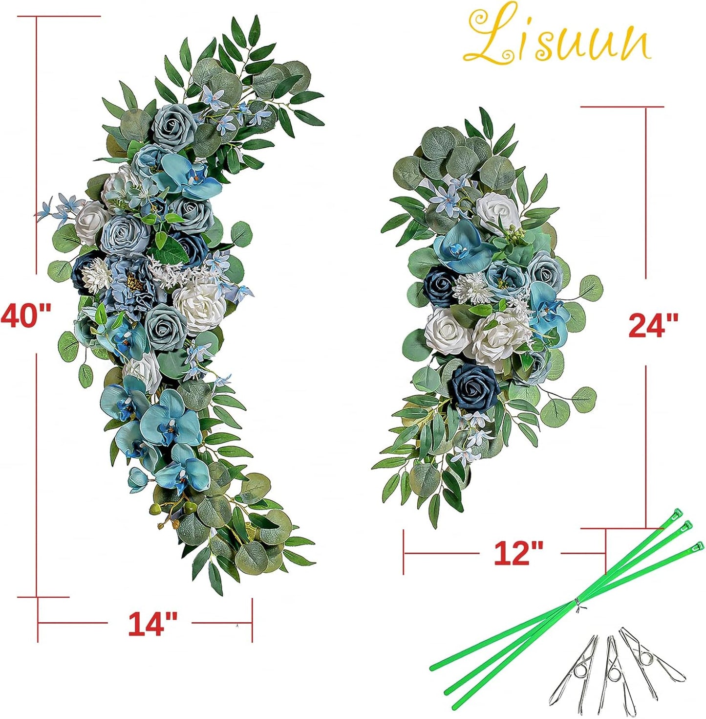 Wedding Arch Flowers, Artificial Flowers for Decoration, Large Flower Swag for Boho Styles Wedding Ceremony Floral Decor - Pack of 2