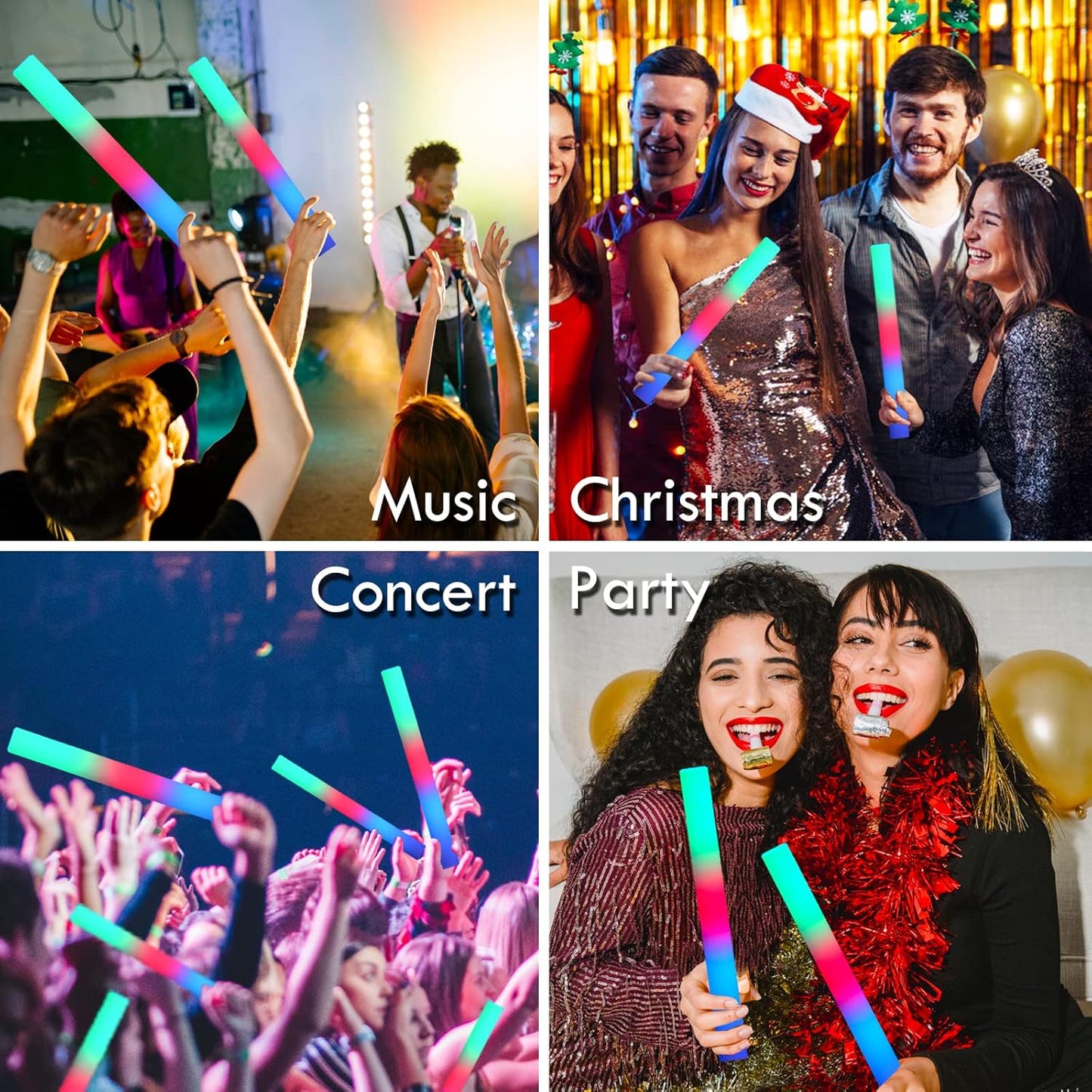 105 Pcs Foam Glow Sticks Bulk, LED Light Up Foam Sticks, Glow in the Dark Party Supplies for Wedding Halloween Birthday Christmas Rave Party Favors 3 Flash Modes