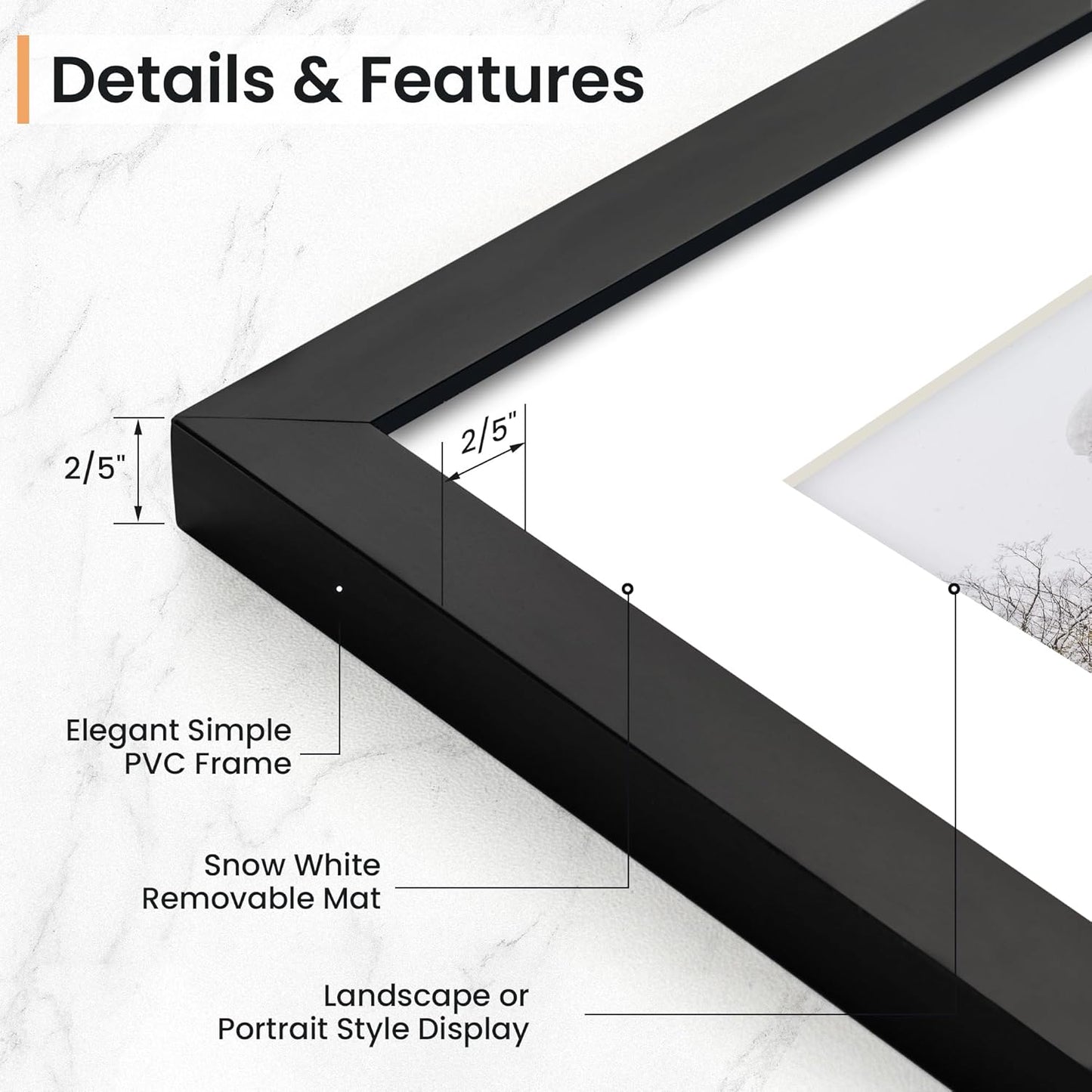 16x16 inch Picture Frame, 16x16 Photo Frames with 12x12 Removable Mat - High Definition Plexiglass - Vertical and Horizontal Display - Wall Hanging Frame - Black, 5 Pack