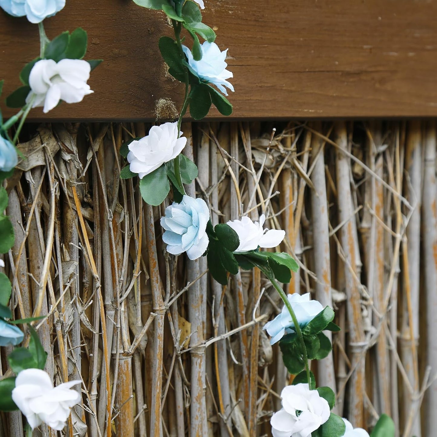 12 PCS 98.4 FT Artificial Flower Garland Rose Garland for Wedding Room Decor(12,Light Blue)