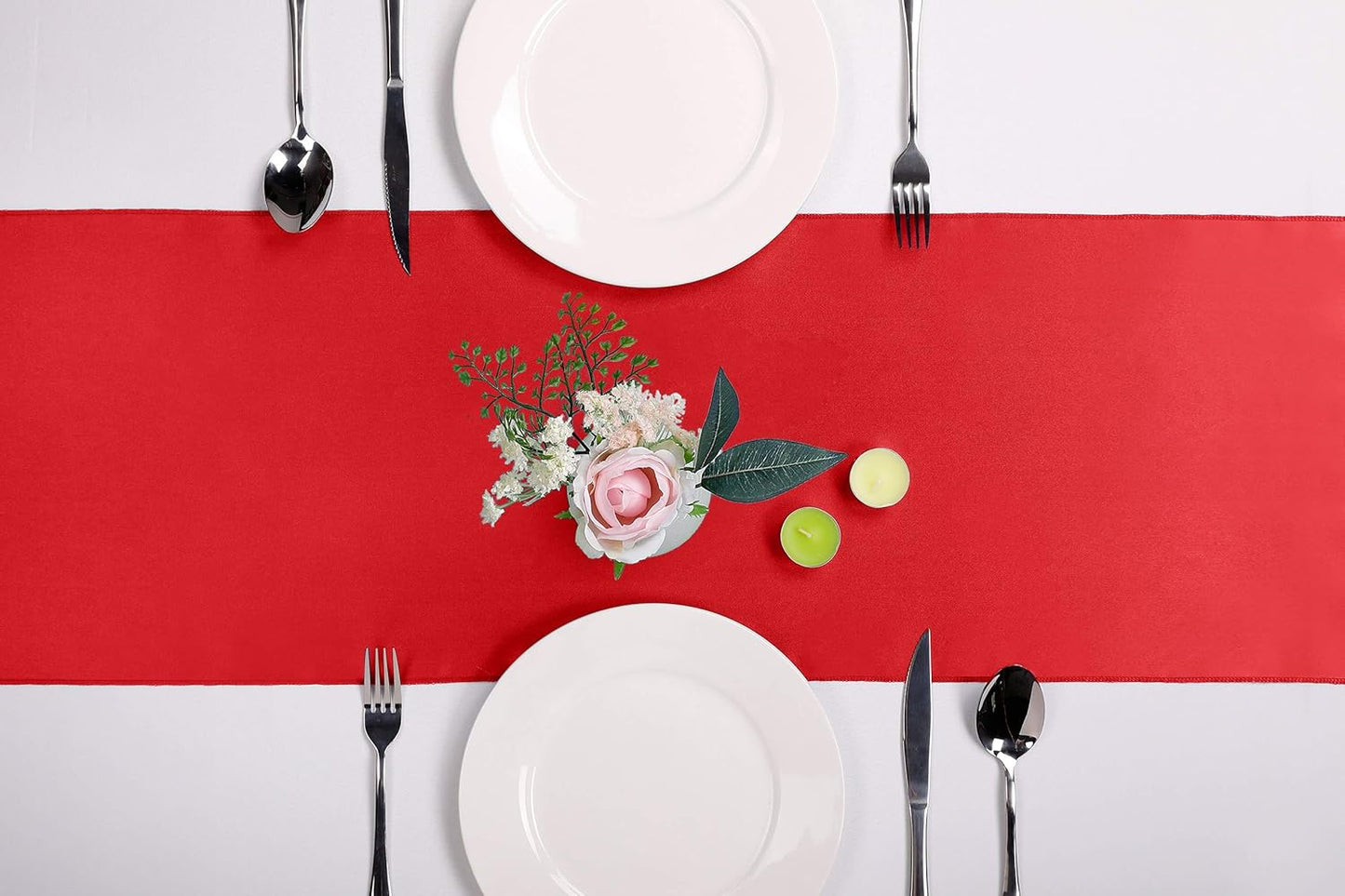 15-Pack Satin Table Runner Red 12 x 108 inches Long, Table Runners for Wedding, Birthday Parties, Banquets Decorations(15 Pack, 12x108 Inch, Red)