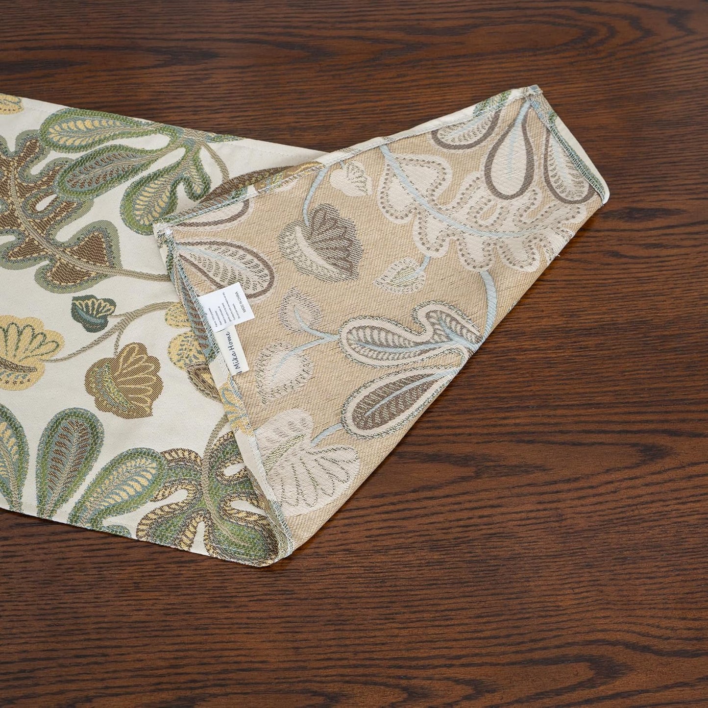 Mika Home Tropical Leaf Table Runner for Home Decor 13X90 Inches Green Brown Seasonal Dining Table Decoration for Home