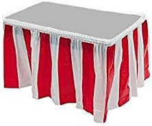 Red & White Striped Table Skirt Carnival Circus Decorations (1)