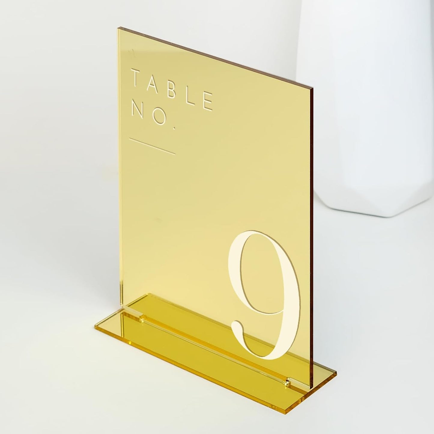 JINMURY Gold Wedding Table Numbers 1-10 with Stands, 5"x7" Gold Mirror Acrylic Table Numbers, Perfect for Wedding Reception, Party, Anniversary, Event