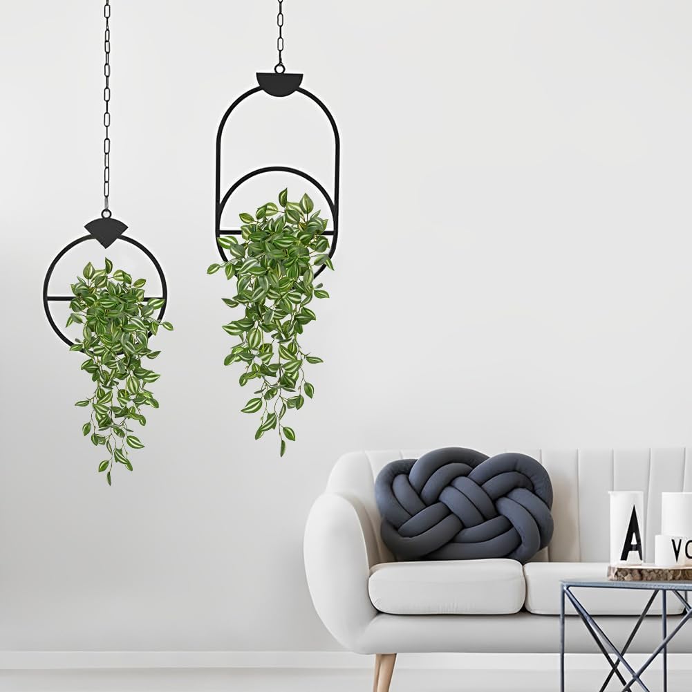 DILATATA Fake Hanging Plants Artificial Hanging Plants 22" Faux Wandering Jew Hanging Leaves Plants for Wall Shelf Home Indoor Outdoor Decor - 5 Pack