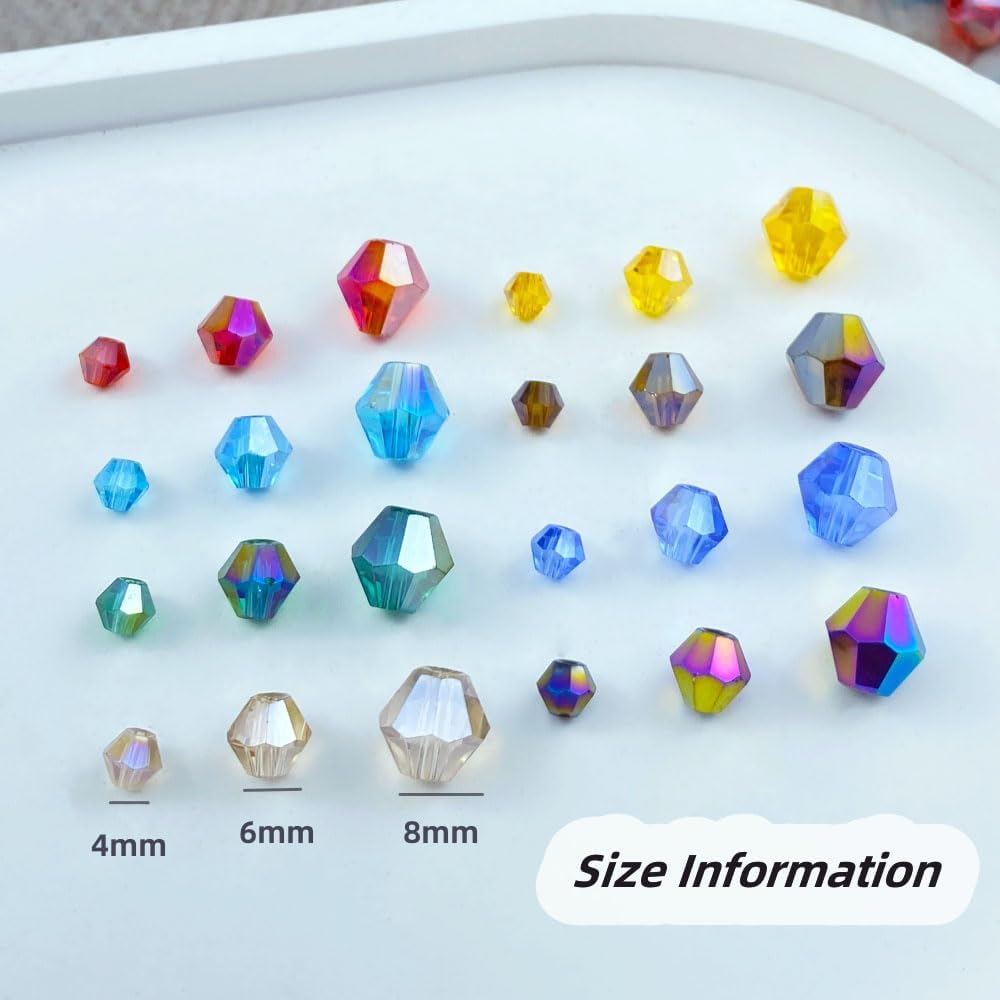 100pcs 8mm Bicone Crystal Glass Beads Loose Spacer Beads Faceted Craft Beads for Jewelry Making DIY Necklace Bracelet Earring Wind Chimes Suncatchers Ornamen(Pink AB)