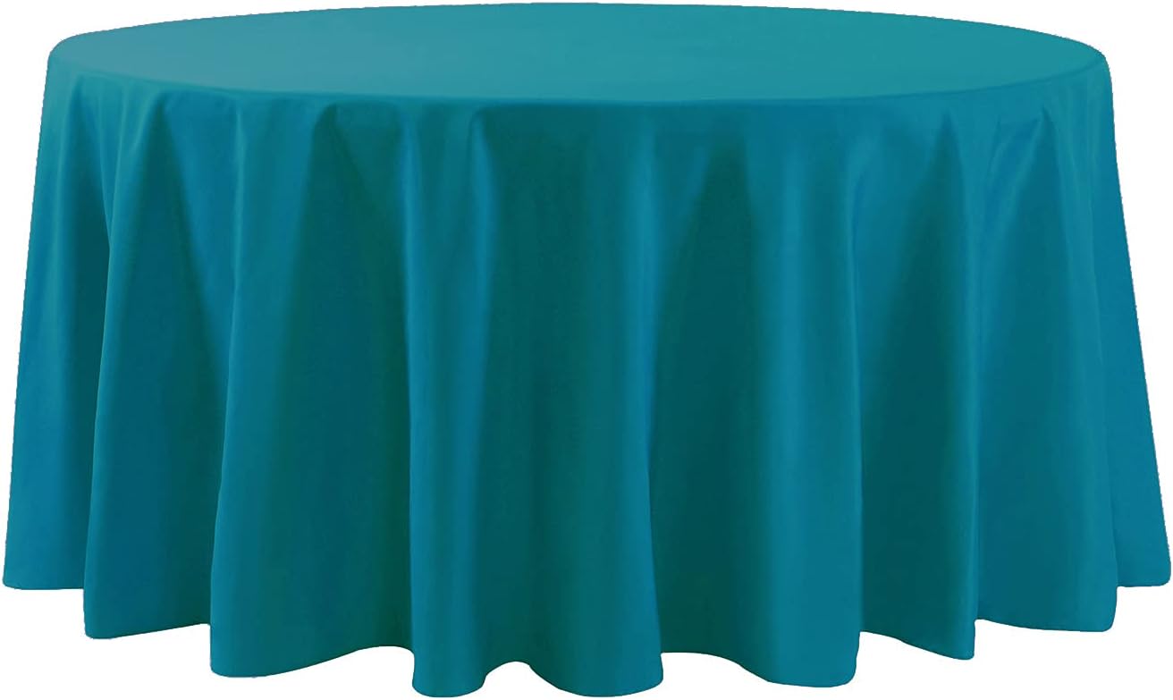 120 inch Round Tablecloth Washable Polyester Table Cloth Decorative Table Cover for Wedding Party Dining Banquet（120 inch, Caribbean Blue）