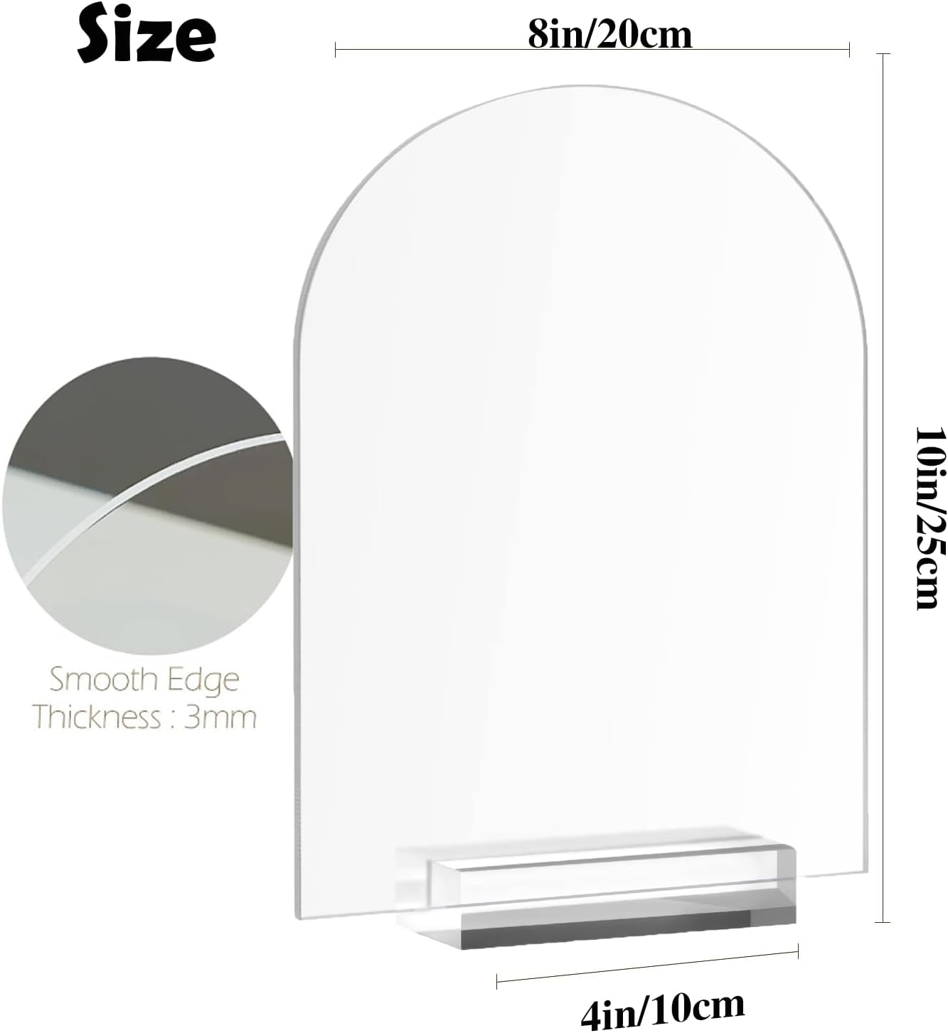 6 Pack 8x10 Inch Frosted Arch Acrylic Sign with Stands, Frosted Table Signs, Arched Round Top Acrylic Sheet, DIY Arch Signs Blank for Wedding Table Number Menu Bar List Sign