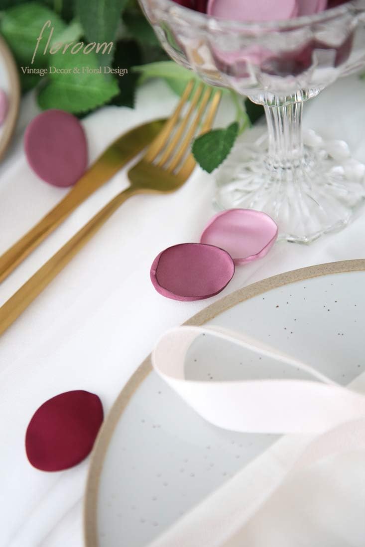 Floroom 500pcs Rose Petals Burgundy Maroon Mauve Faux Silk Flower Petals for Wedding Flower Girl Basket Aisle Scatter Table Centerpieces Party Confetti Bridal Shower Romantic Night Decoration