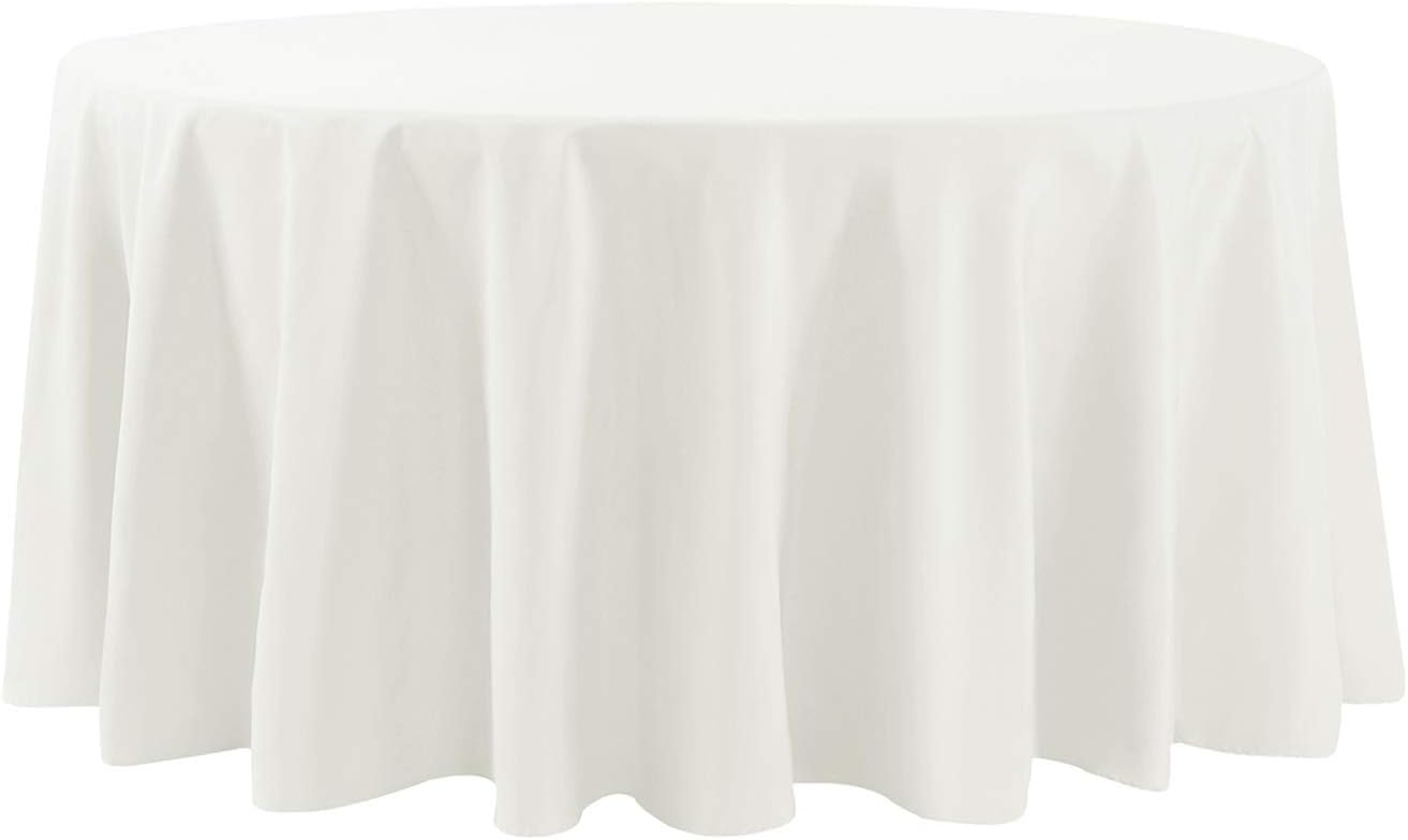 108 inch Round Tablecloth Washable Polyester Table Cloth Decorative Table Cover for Wedding Party Dining Banquet（108 inch,Ivory）