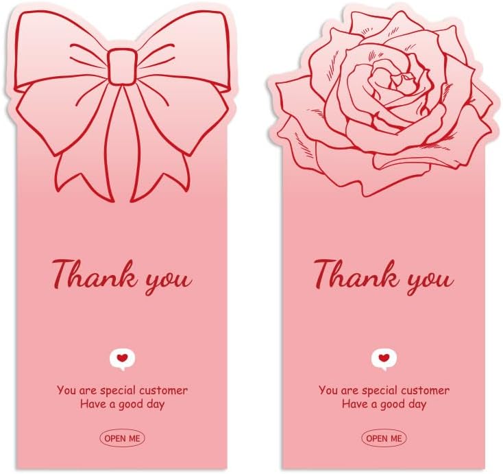 150Pcs Cute Pink Large Thank You Stickers,Bow Shaped Rose Gift Wrapping Decorations, Suitable for Gifts, Merchandise, Open Me Stickers, Large Labels, 4.72 x 2.36 inches.（Bow and Rose）