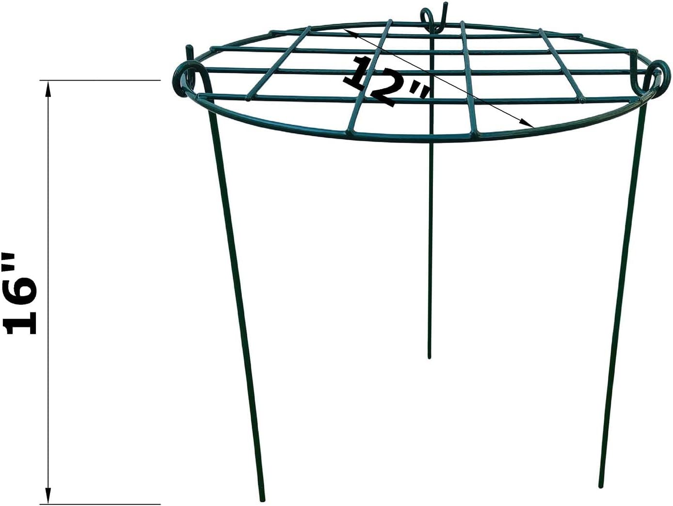 12 x 16 inch Poeny Cage Grow Through Grid Plant Brace Flower Support Rings, Pack of 10 Round Metal Plant Stakes Rings, Strong Large Garden Supports for Flowers, Peonies, Rose, Lily