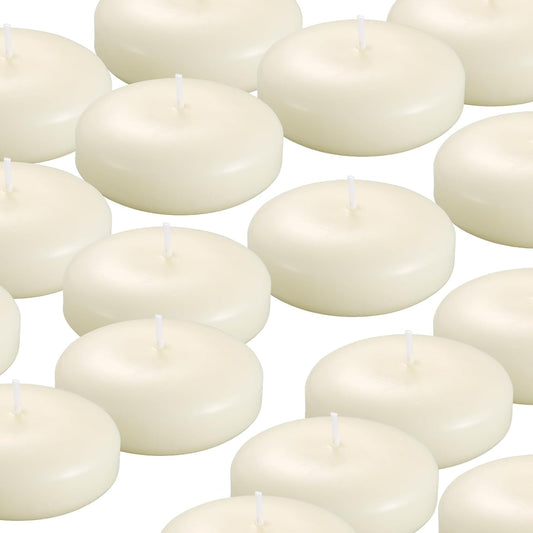 12 Pack Floating Candles, 3” Ivory Unscented Dripless Wax Burning Candles, for Weddings, Party, Cylinder Vases, and Home Decorations…