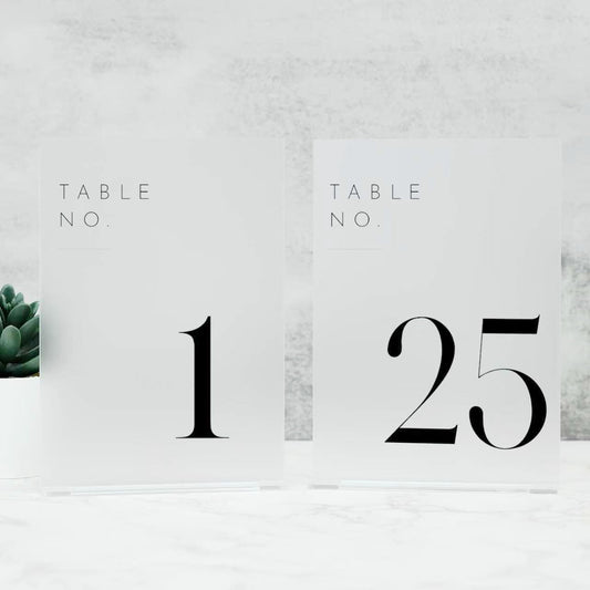 JINMURY Frosted Wedding Table Numbers 1-25 with Stands, 5"x7" Frosted Acrylic Table Numbers, Perfect for Wedding Reception, Party, Anniversary, Event