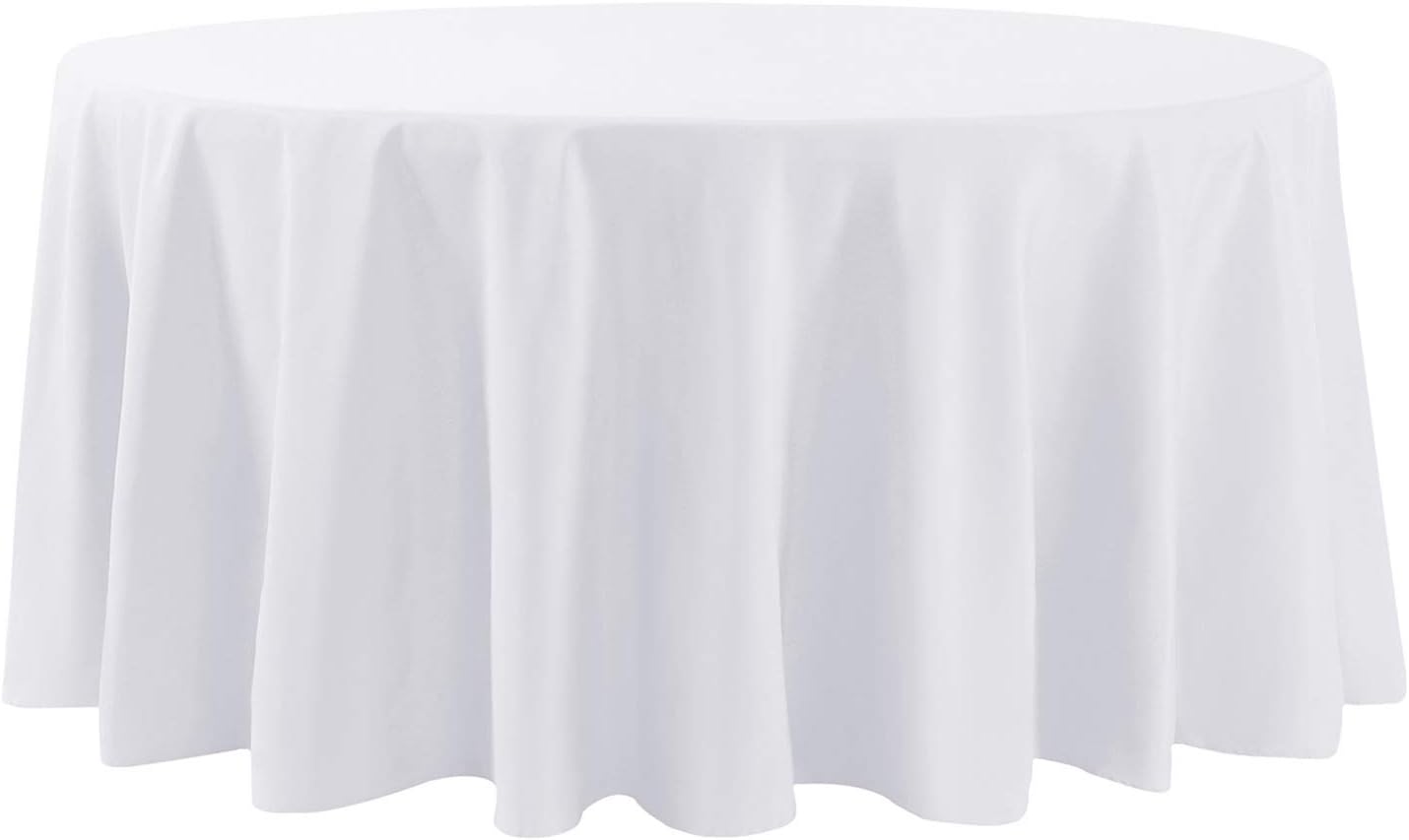 120 inch Round Tablecloth Washable Polyester Table Cloth Decorative Table Cover for Wedding Party Dining Banquet (120 inch,White)