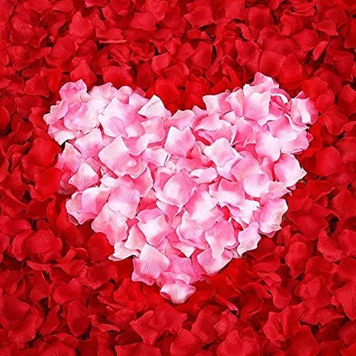 ocharzy 1000 PCS Red Rose Petals, Artificial Silk Flower Rose Petals, Fake Rose Petals for Wedding Decorations, Romantic Night, Valentine's Day, Proposal, Anniversary,Parties, Events