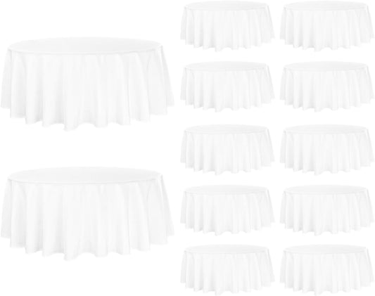 12 Pack White Round Tablecloth 90 Inch Round Table Covers Bulk Washable Polyester Fabric Round Table Clothes for Wedding Party Reception Banquet Buffet Restaurant (White, 90 Inch)