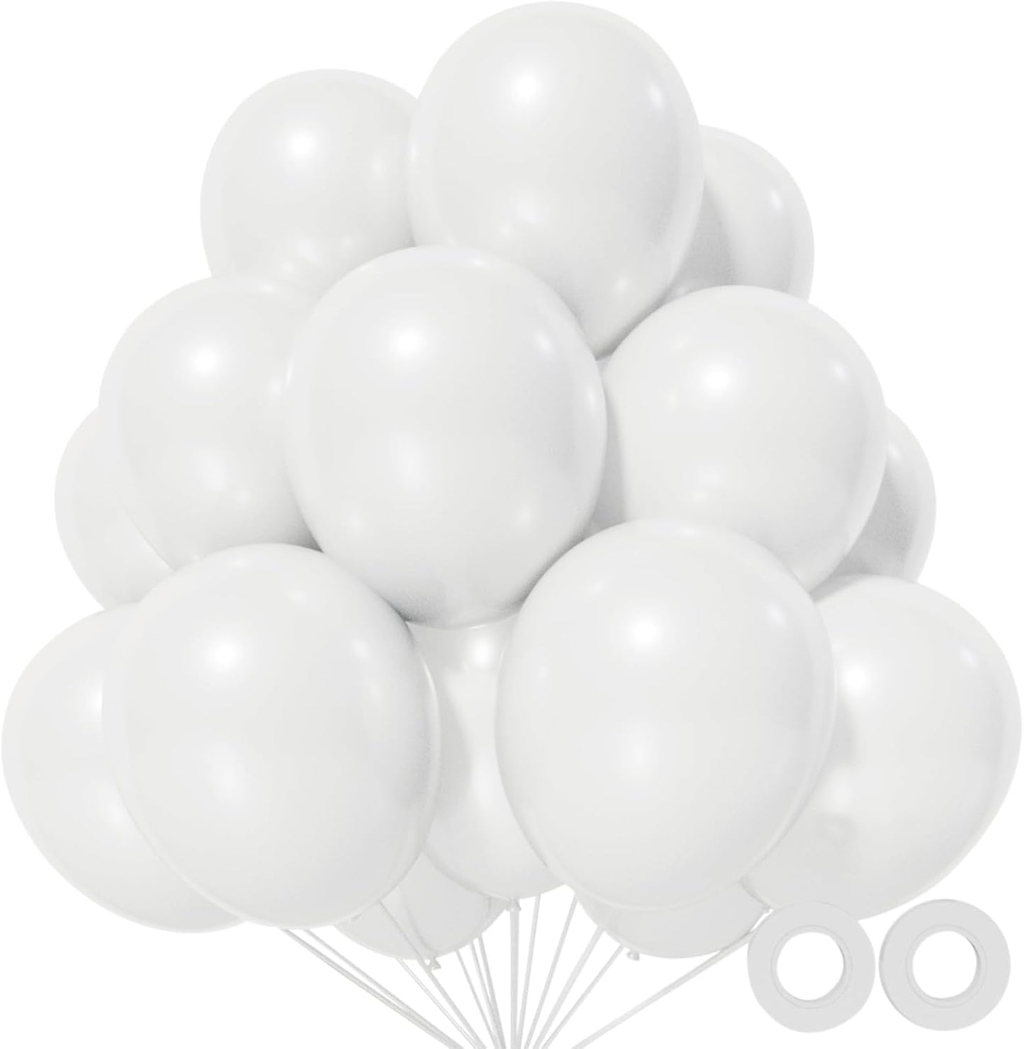 110pcs White Balloon 12 inch, White Latex Balloons for Birthday Party Baby Shower Wedding(with 2 Ribbons).